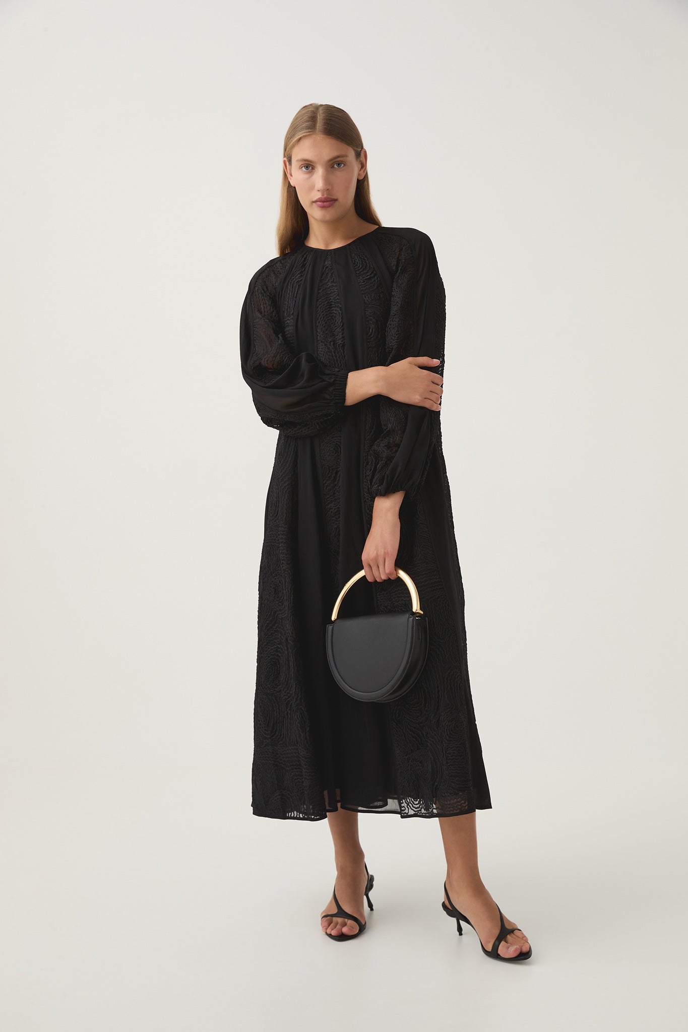 Aje Soleil Blouson Lace Midi Dress - Image 1