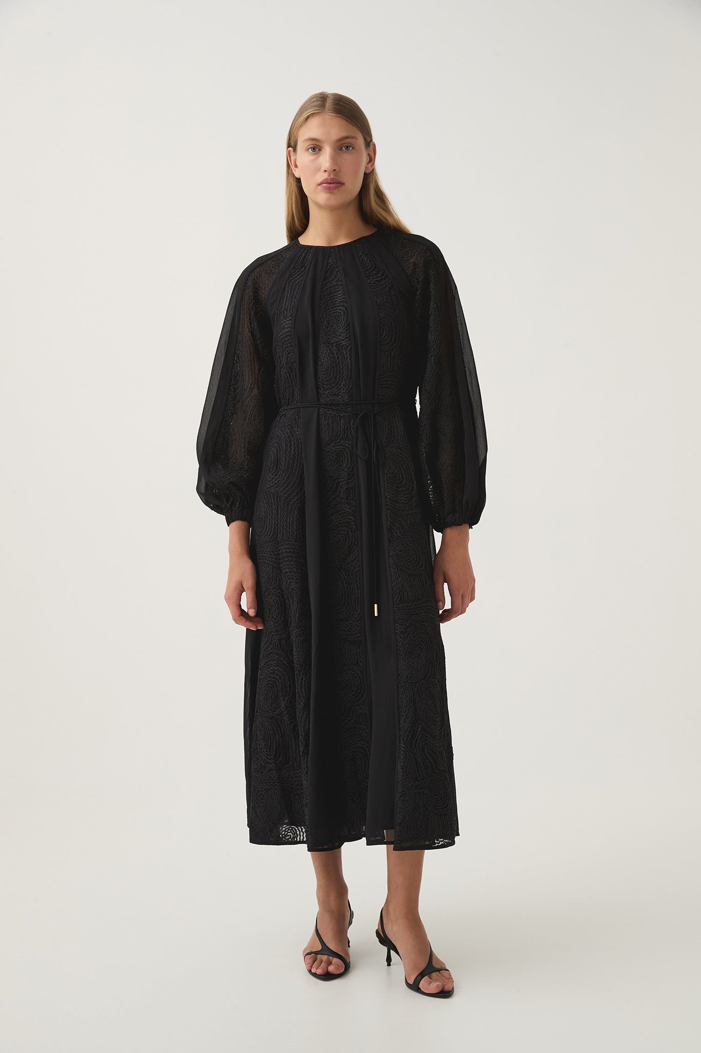MNAJE041026180236147_3 Aje Soleil Blouson Lace Midi Dress - Image 3