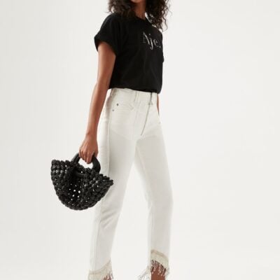 Aje Sheen Fringe Denim Jeans - Image 1