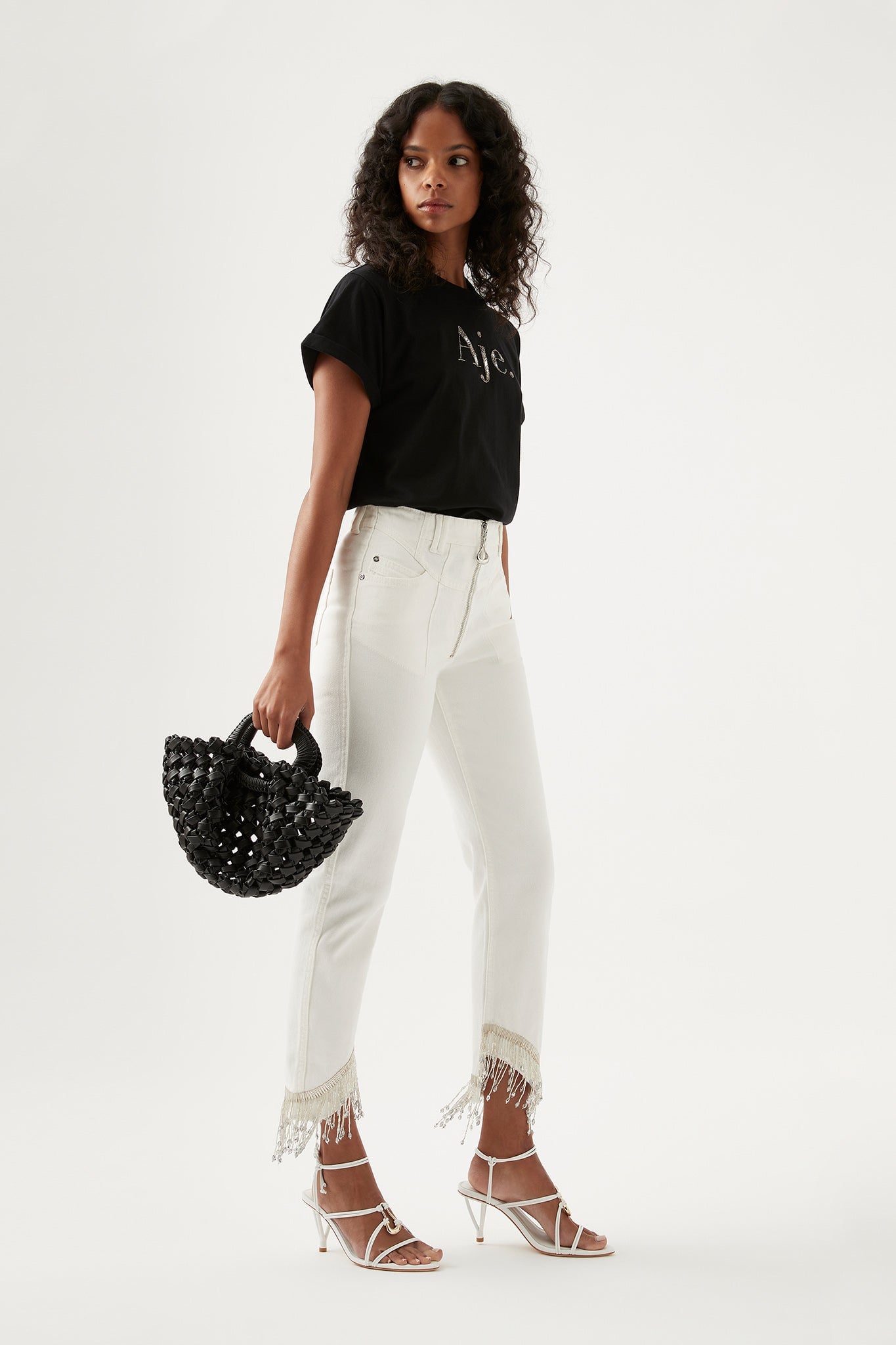Aje Sheen Fringe Denim Jeans