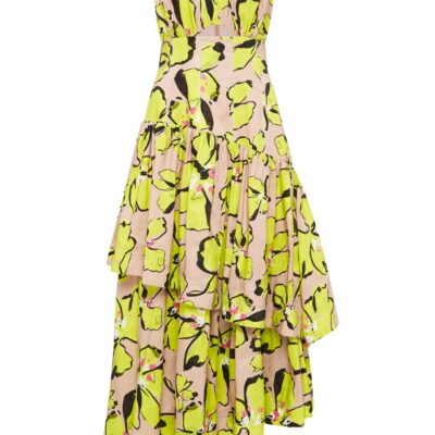 Aje Pelicano Citrus Bloom Racer Asymmetric Tiered Dress - Image 2
