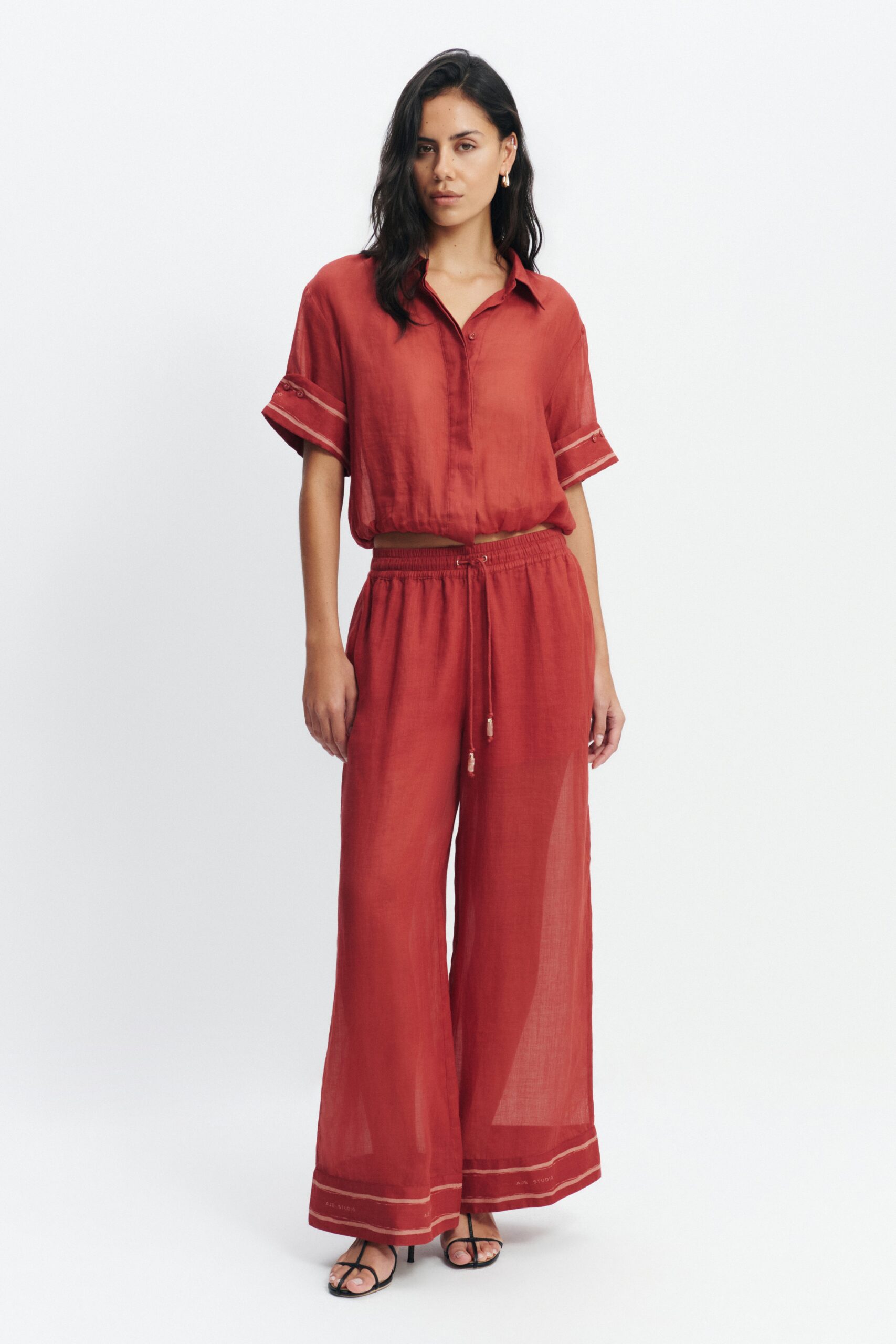 Aje Cove Bubble Hem Shirt - Image 1