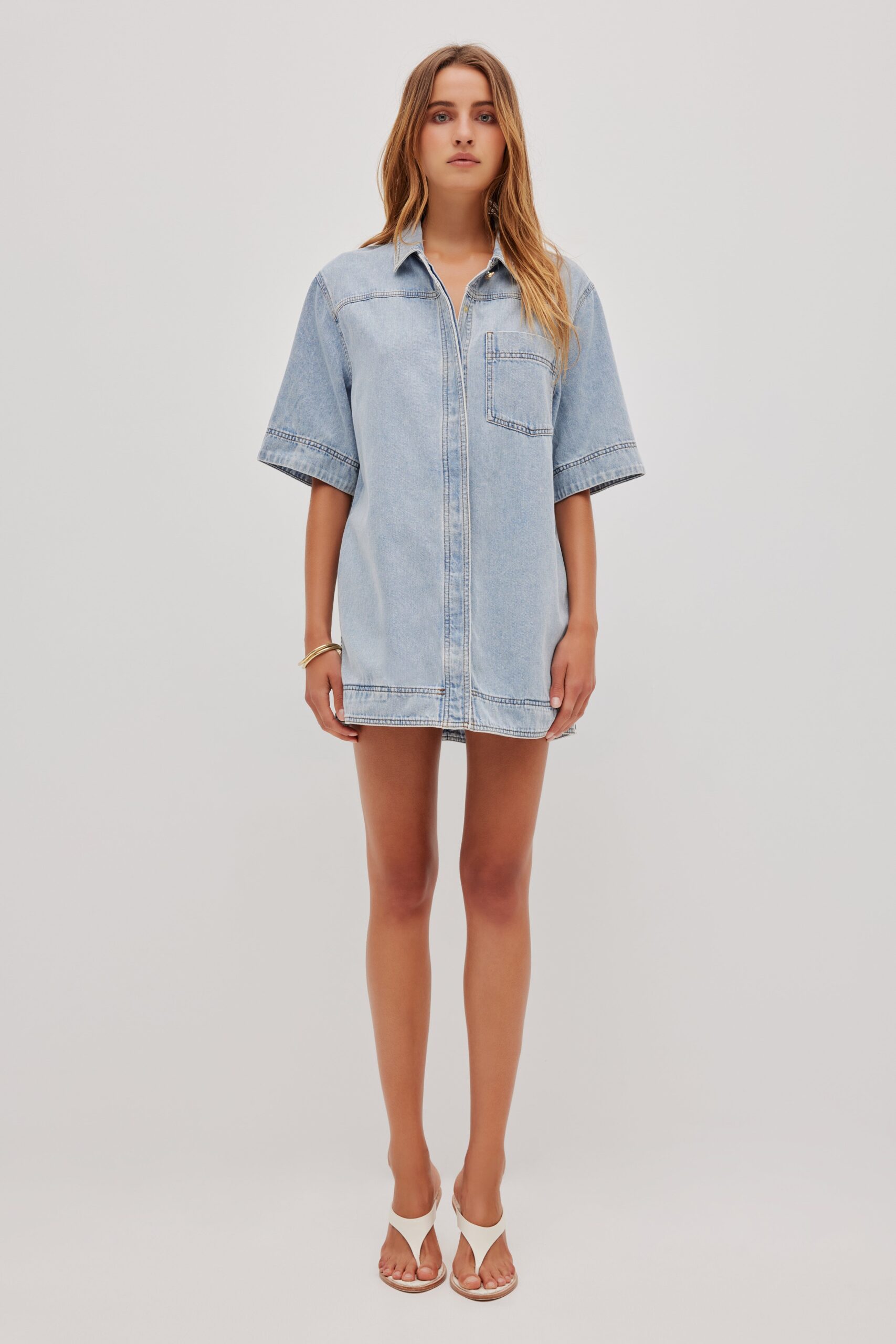 Aje Corrie Denim Mini Tunic Dress - Image 1