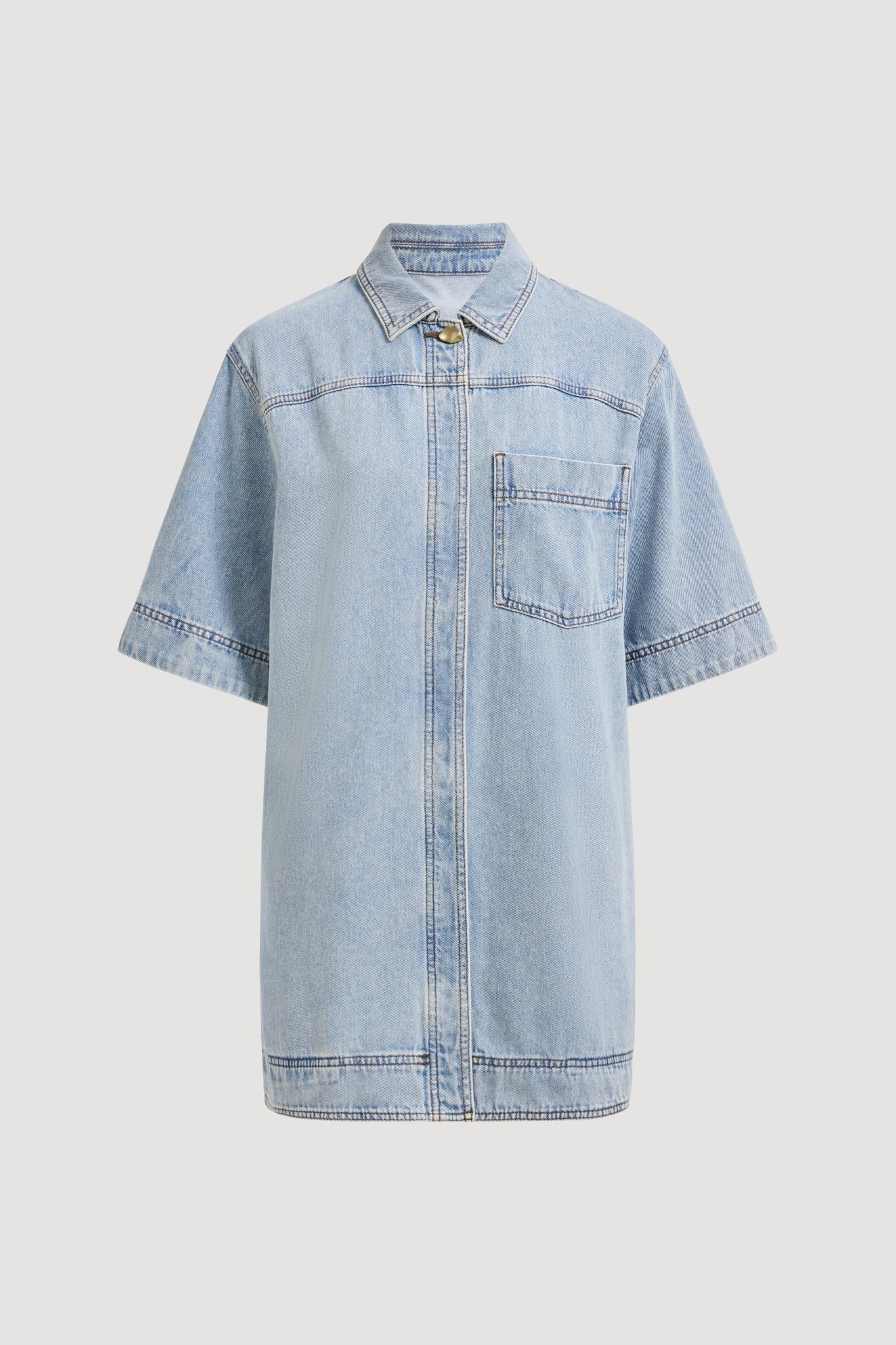 Aje Corrie Denim Mini Tunic Dress - Image 2