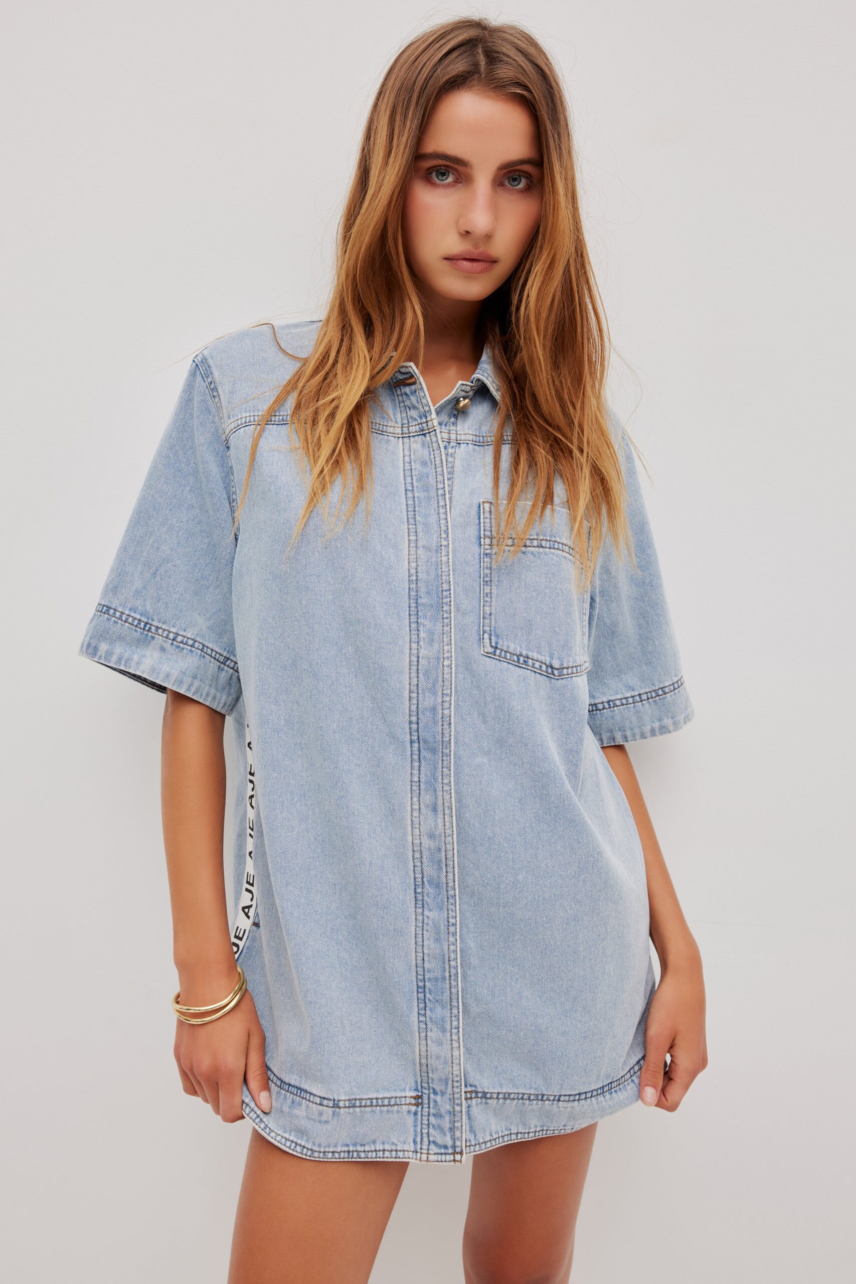 Aje Corrie Denim Mini Tunic Dress - Image 3