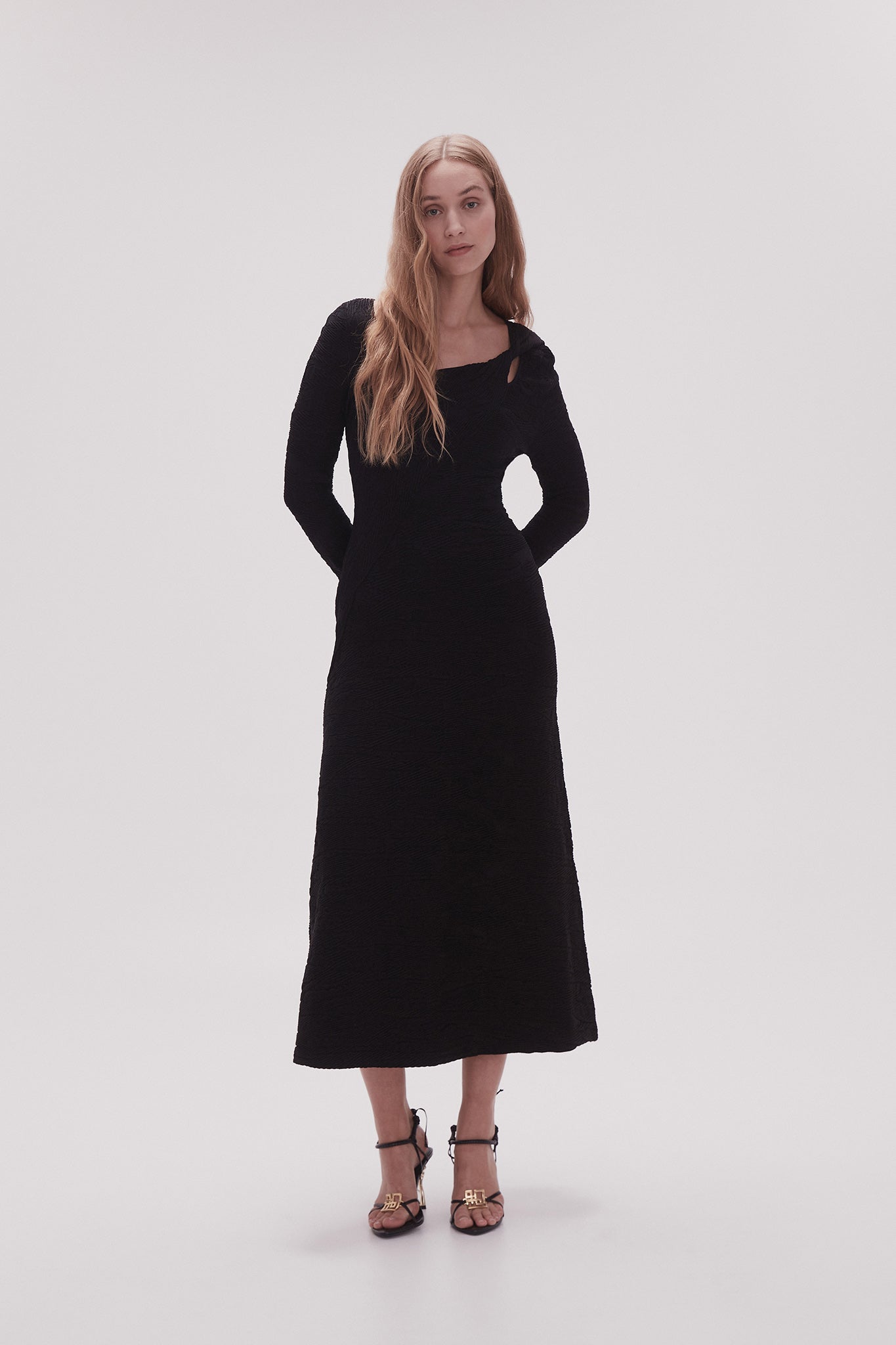 Aje Celeste Twist Knit Midi Dress - Image 1
