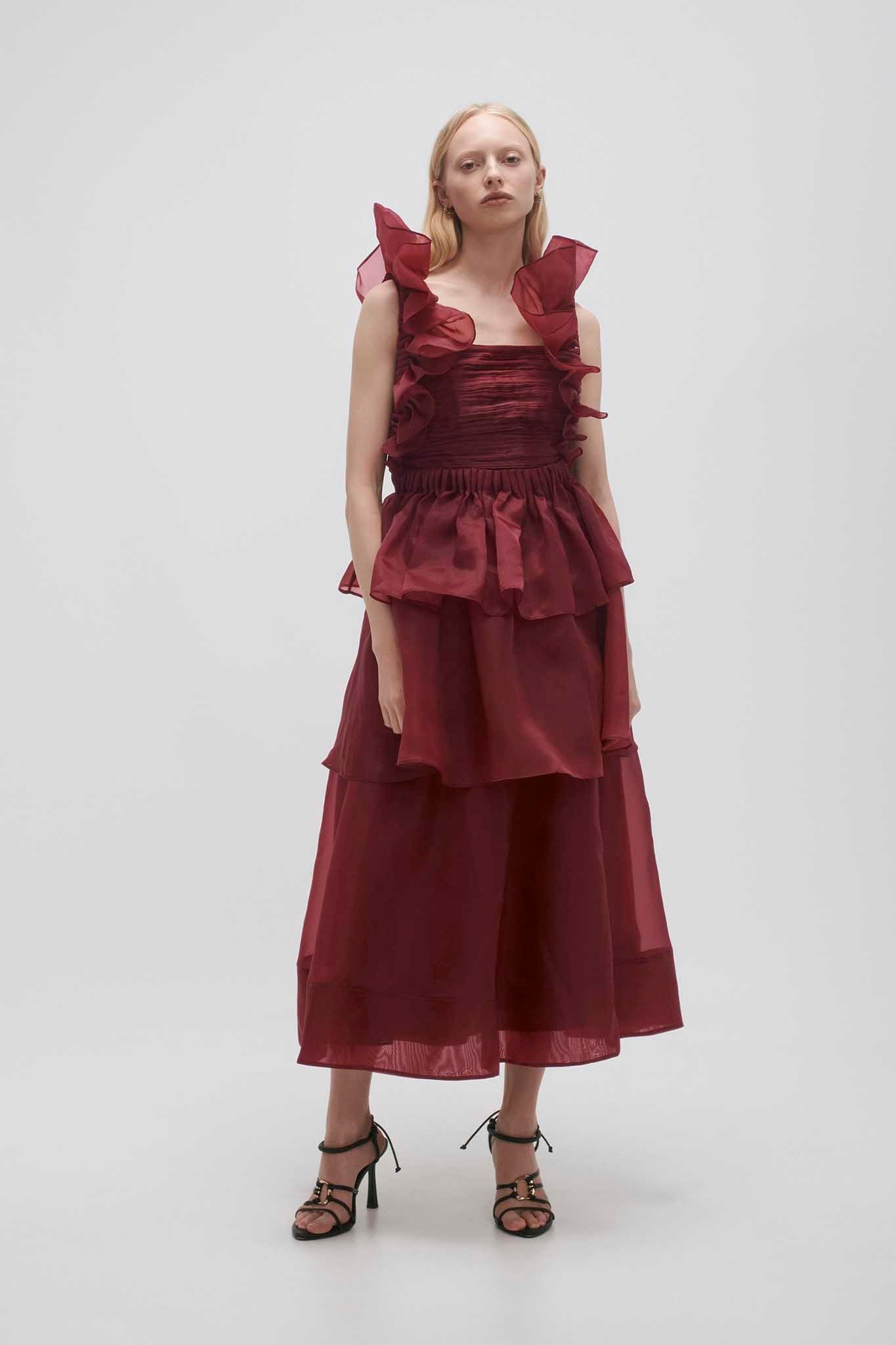 Aje Asra Pleated Frill Midi Dress - Image 3