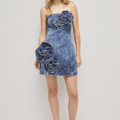 Aje Angelina Denim Mini Dress - Image 1