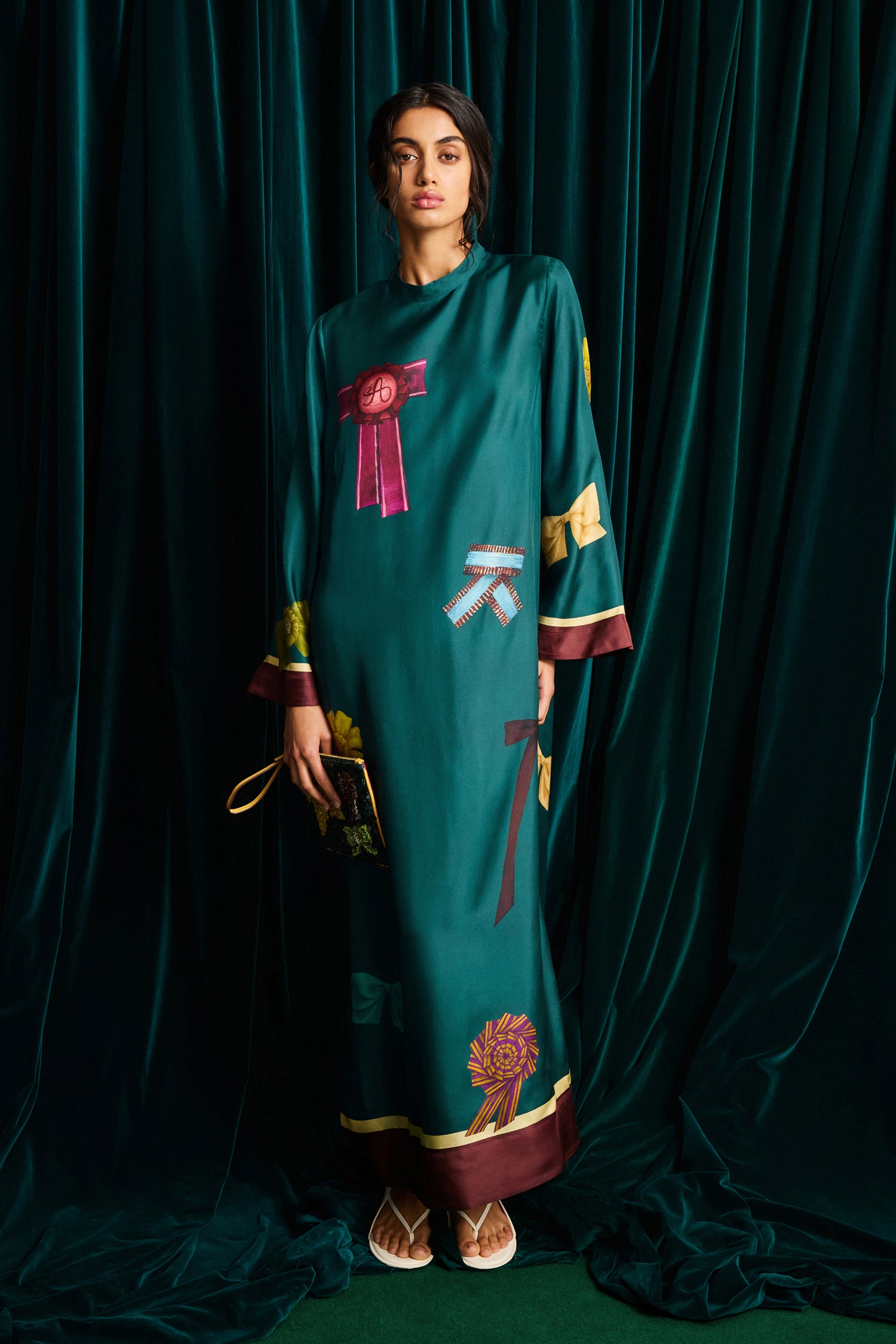 MNAL121026065116011_2 Alemais Rosette Silk Midi Dress - Image 2