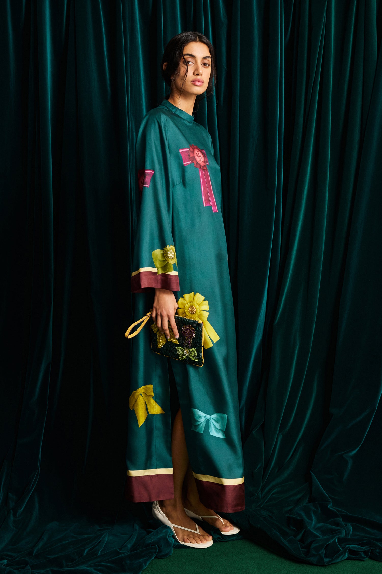 MNAL121026065116011_3 Alemais Rosette Silk Midi Dress - Image 3
