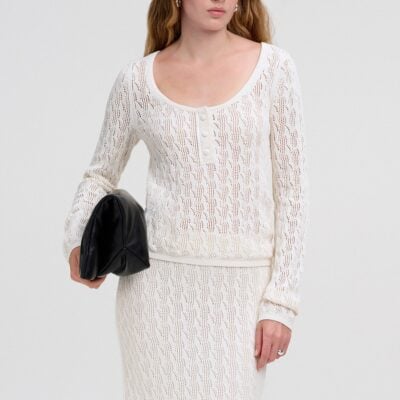 A.L.C. Estelle Silk Cotton Knit Top - Image 1