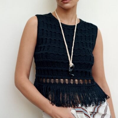 A.L.C. Esme Crochet Fringe Top - Image 1