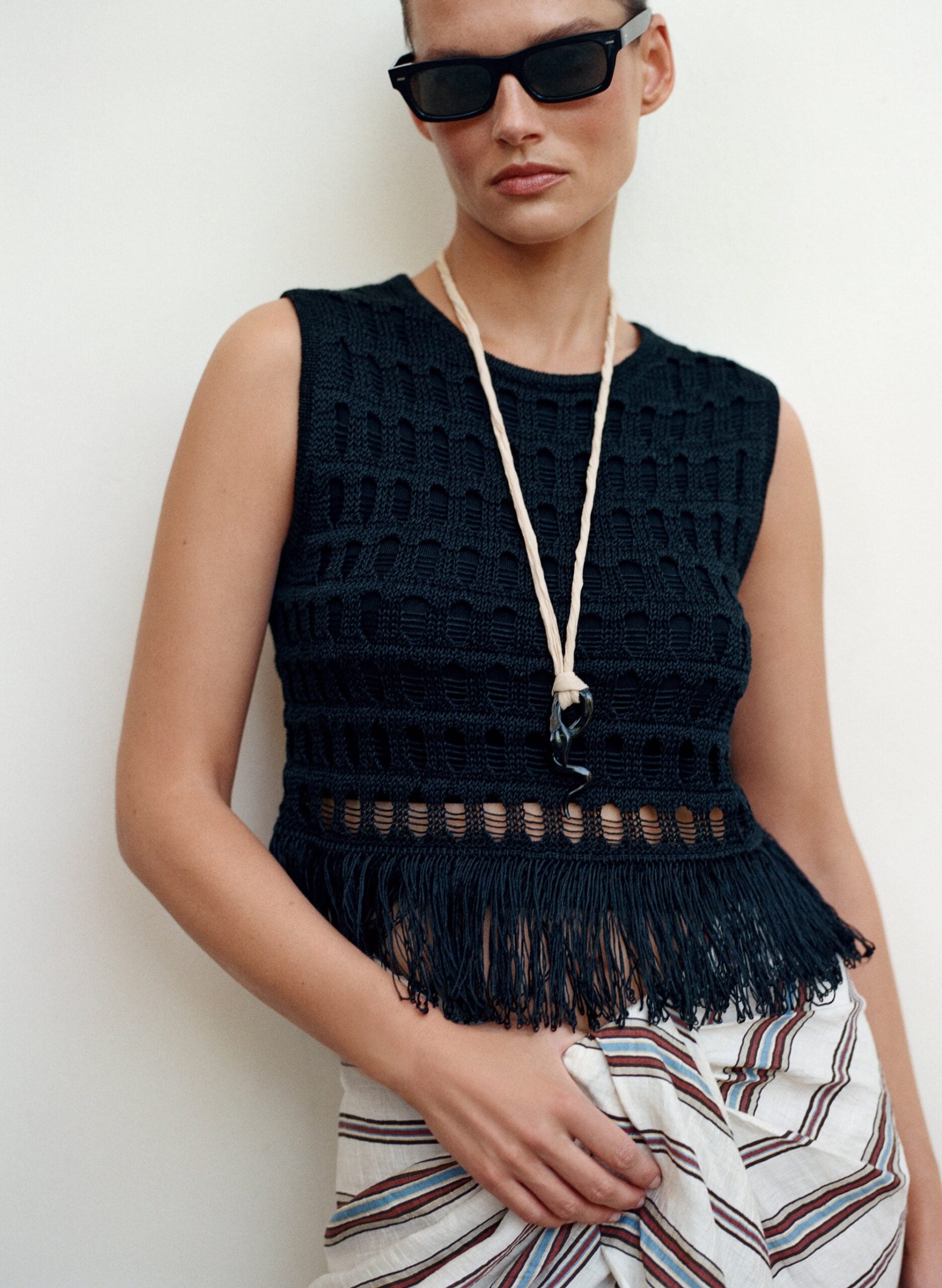 A.L.C. Esme Crochet Fringe Top - Image 1