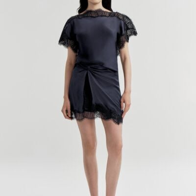 A.L.C. Dion Satin and Lace Mini Skirt - Image 1