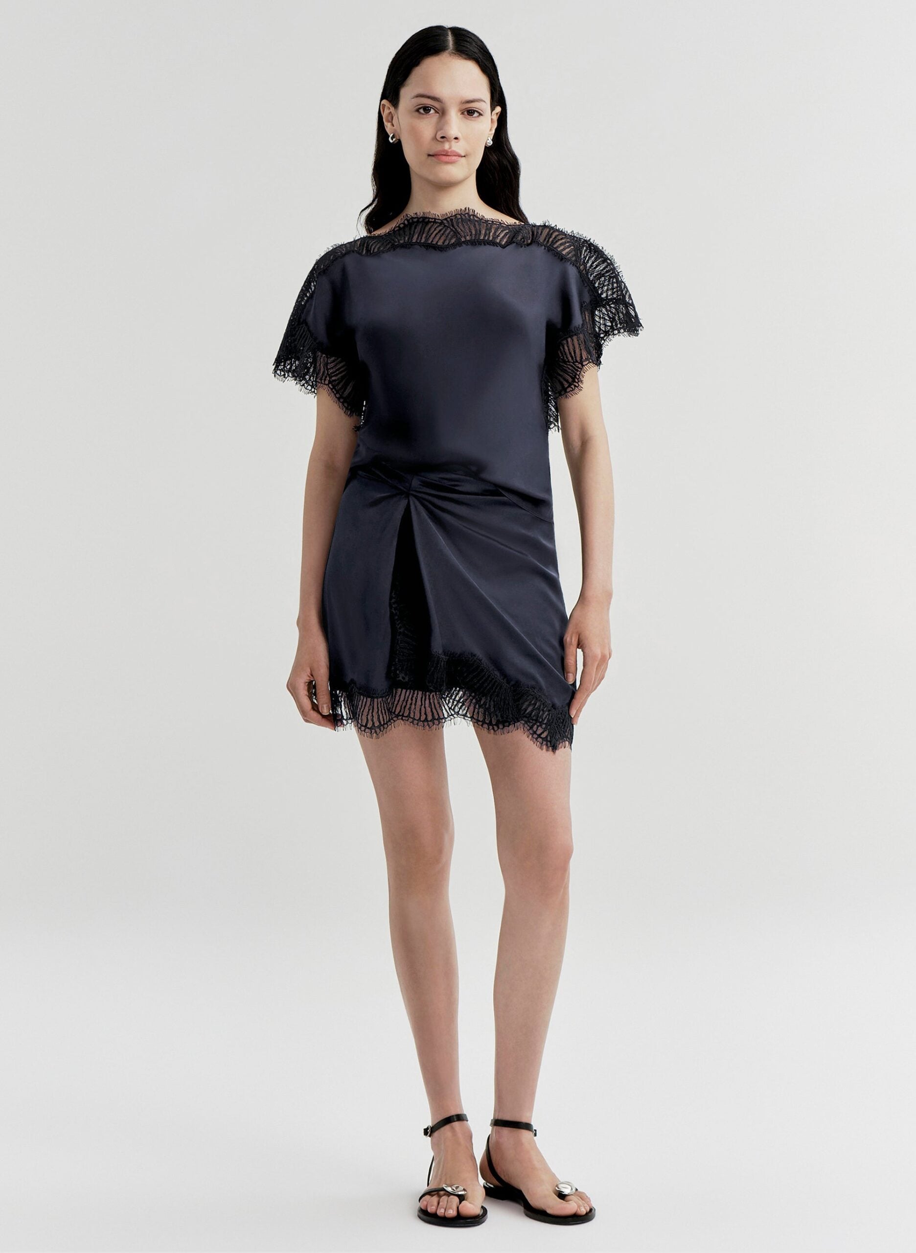 A.L.C. Dion Satin and Lace Mini Skirt - Image 1