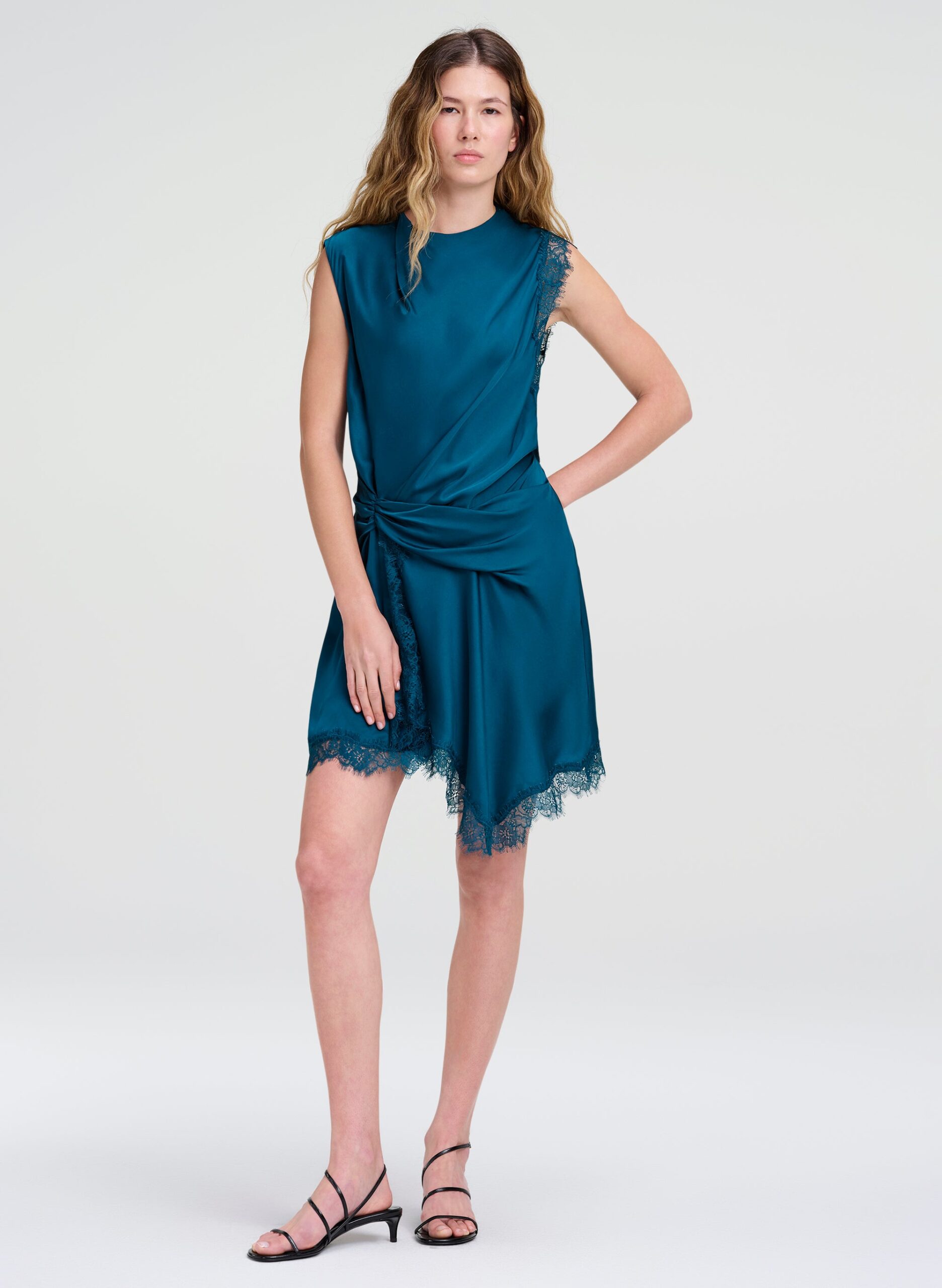 A.L.C. Dion Satin and Lace Mini Dress - Image 1