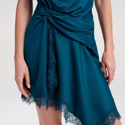 A.L.C. Dion Satin and Lace Mini Dress - Image 2