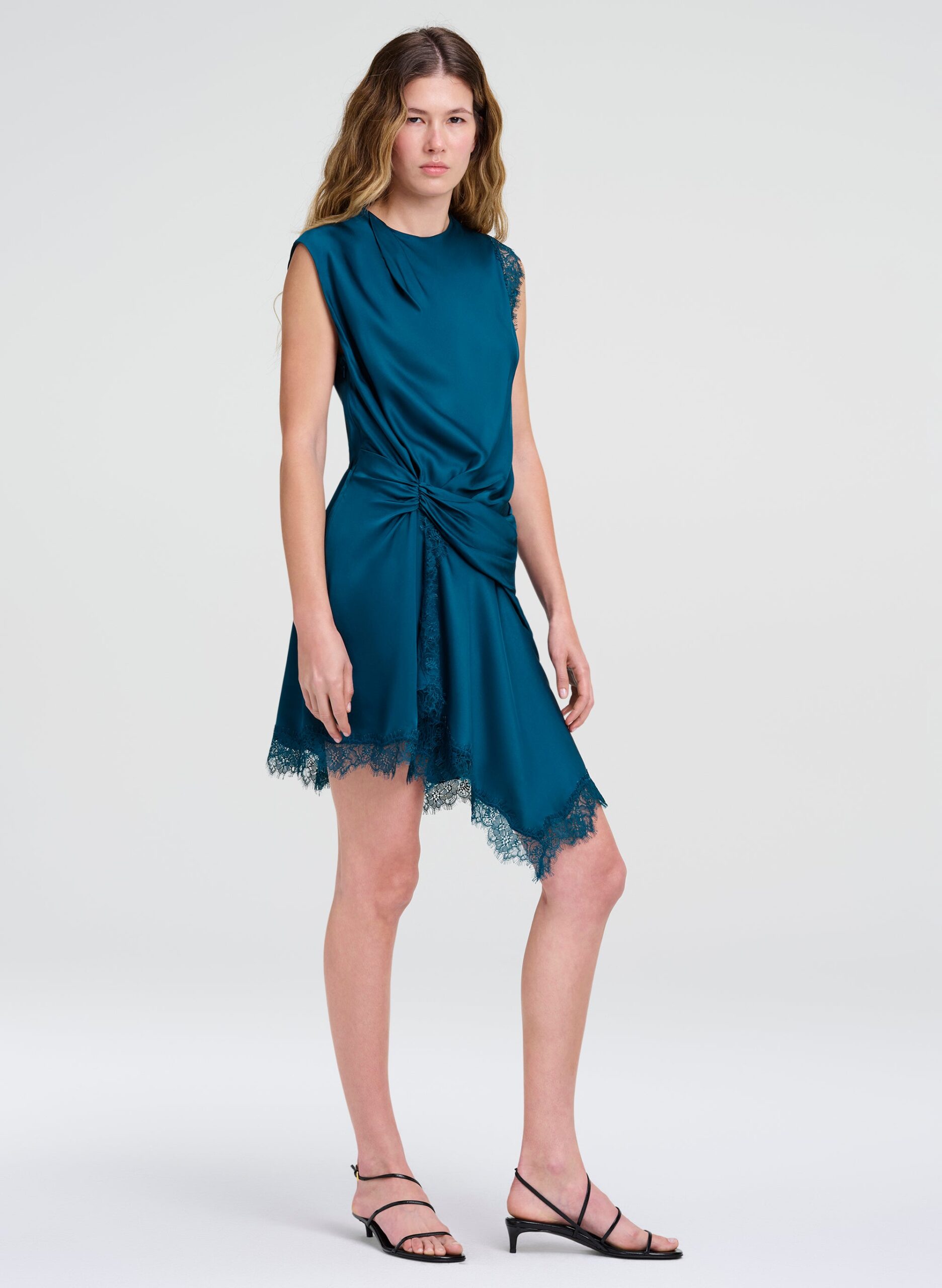 A.L.C. Dion Satin and Lace Mini Dress - Image 3