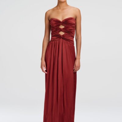 A.L.C. Brynn Strapless Pleated Satin Maxi Dress - Image 1