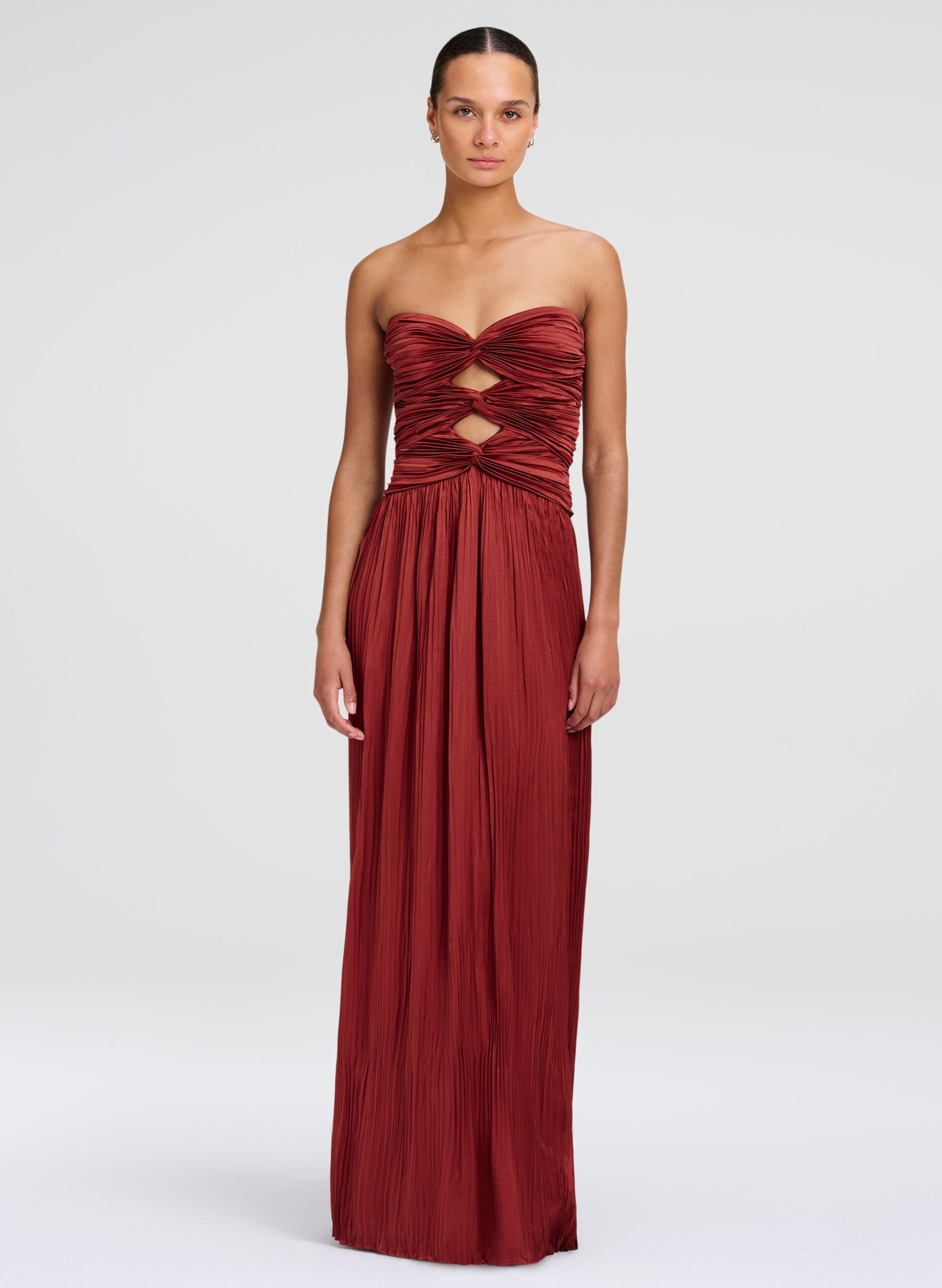 A.L.C. Brynn Strapless Pleated Satin Maxi Dress - Image 1