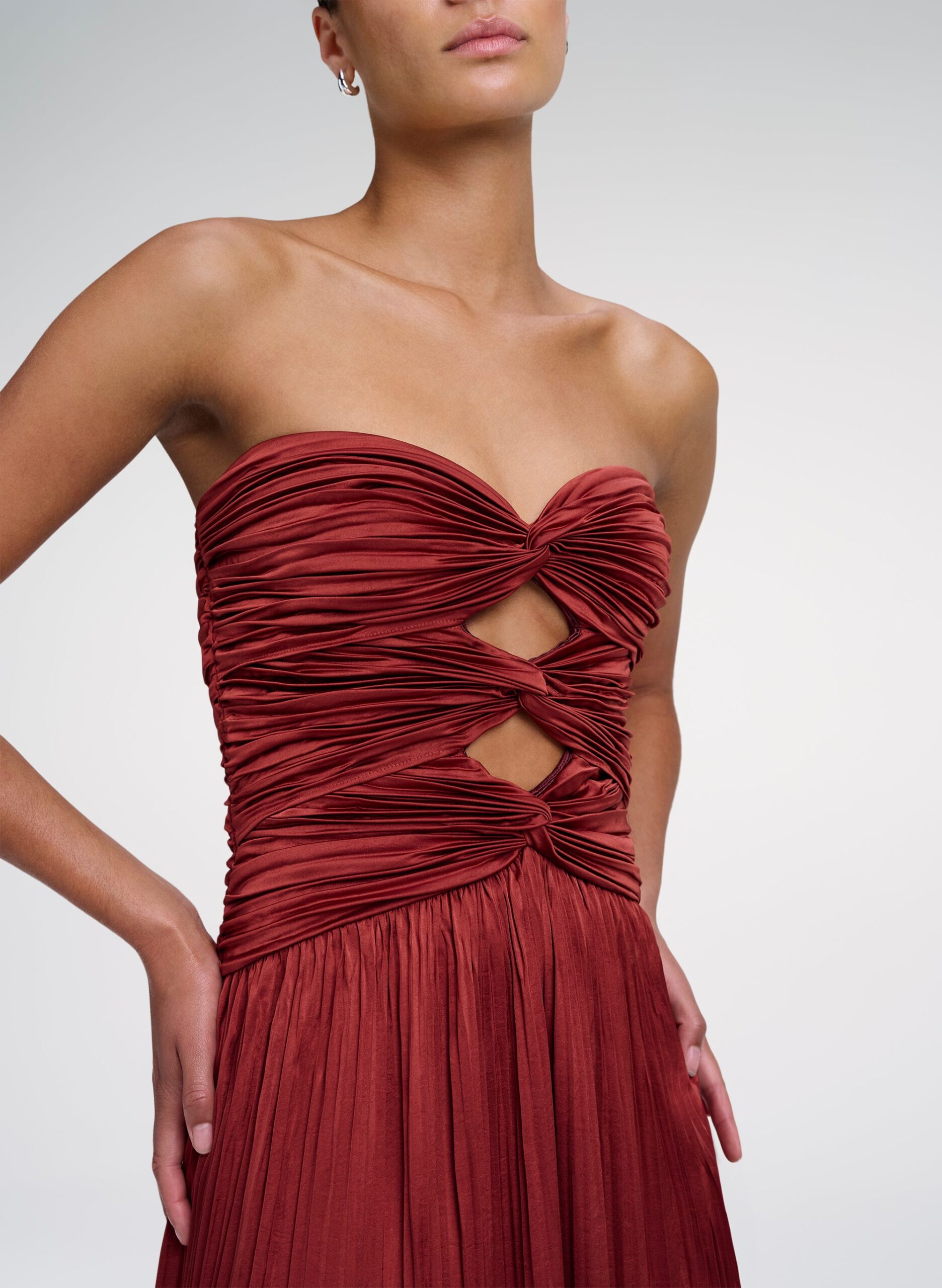 MNALC041026031052038_2 A.L.C. Brynn Strapless Pleated Satin Maxi Dress - Image 2