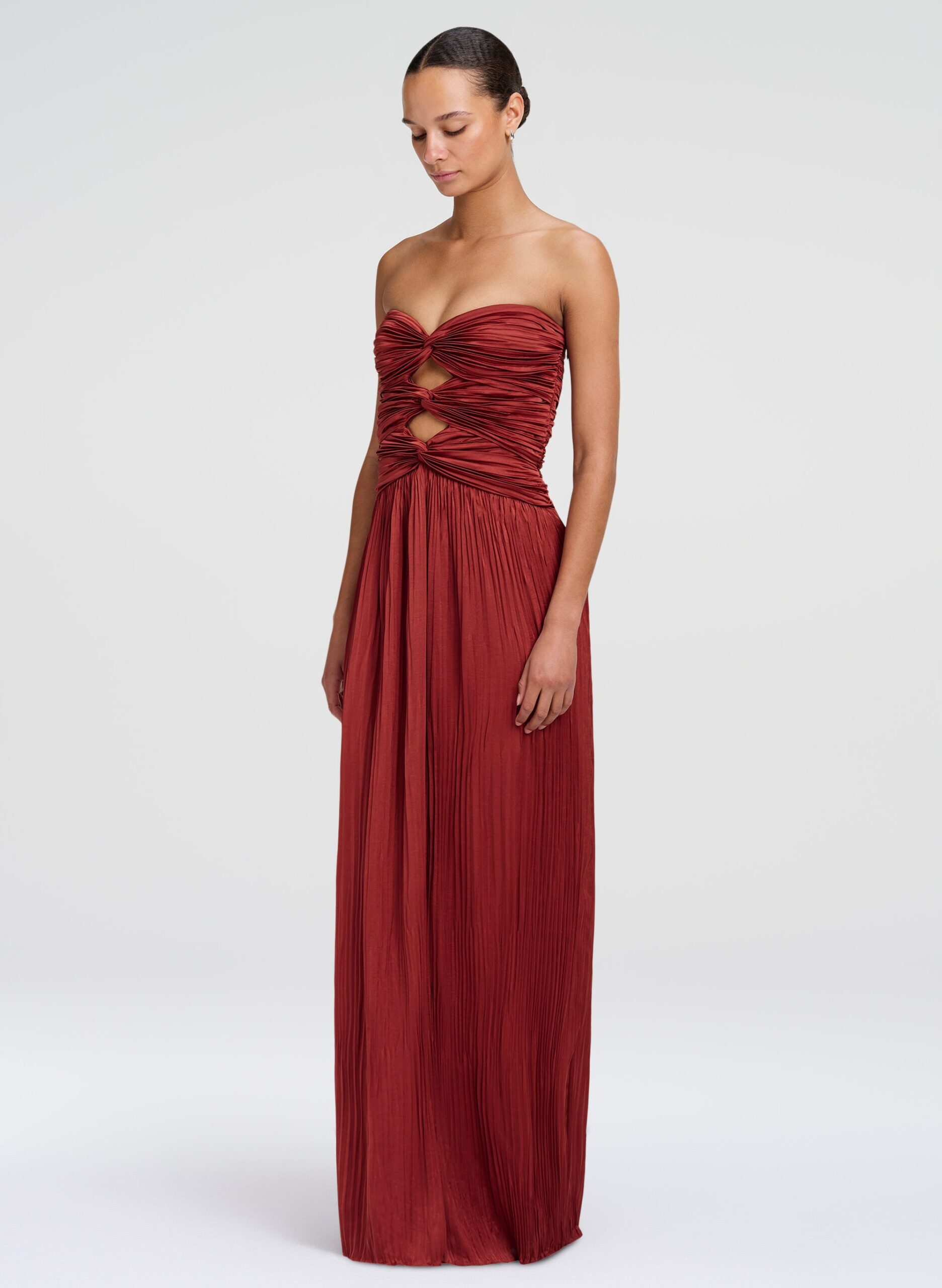 MNALC041026031052038_3 A.L.C. Brynn Strapless Pleated Satin Maxi Dress - Image 3