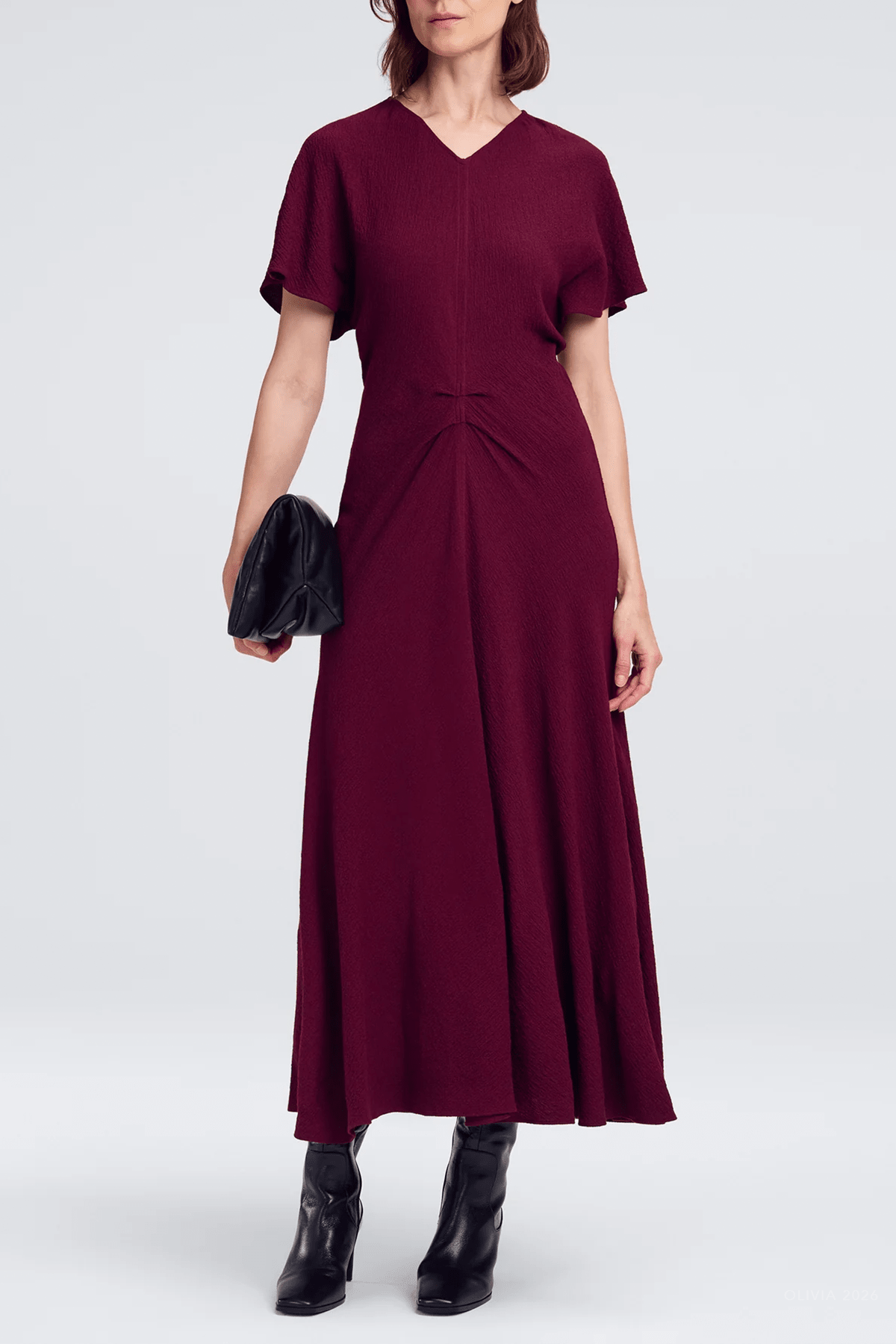 MNALC041026044357120_2 ALC Rem Textured Crepe Ruched Midi Dress - Image 2