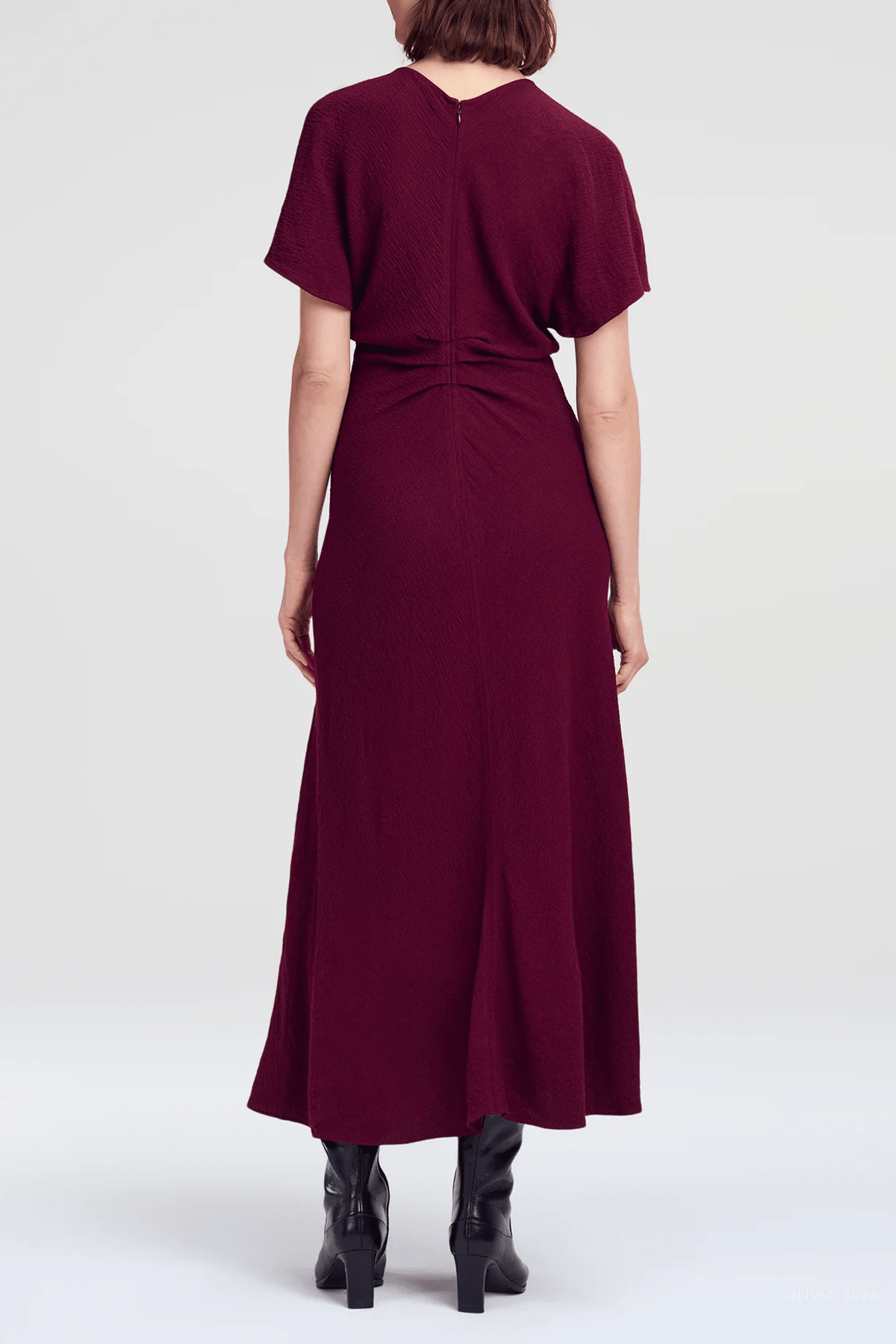 MNALC041026044357120_3 ALC Rem Textured Crepe Ruched Midi Dress - Image 3
