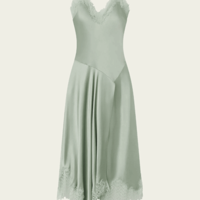 ALC Aleena Satin and Lace Midi Dress - Image 1