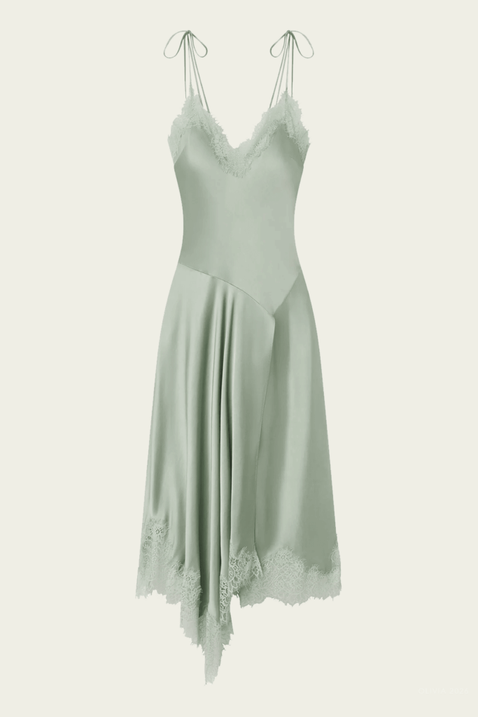 ALC Aleena Satin and Lace Midi Dress - Image 1