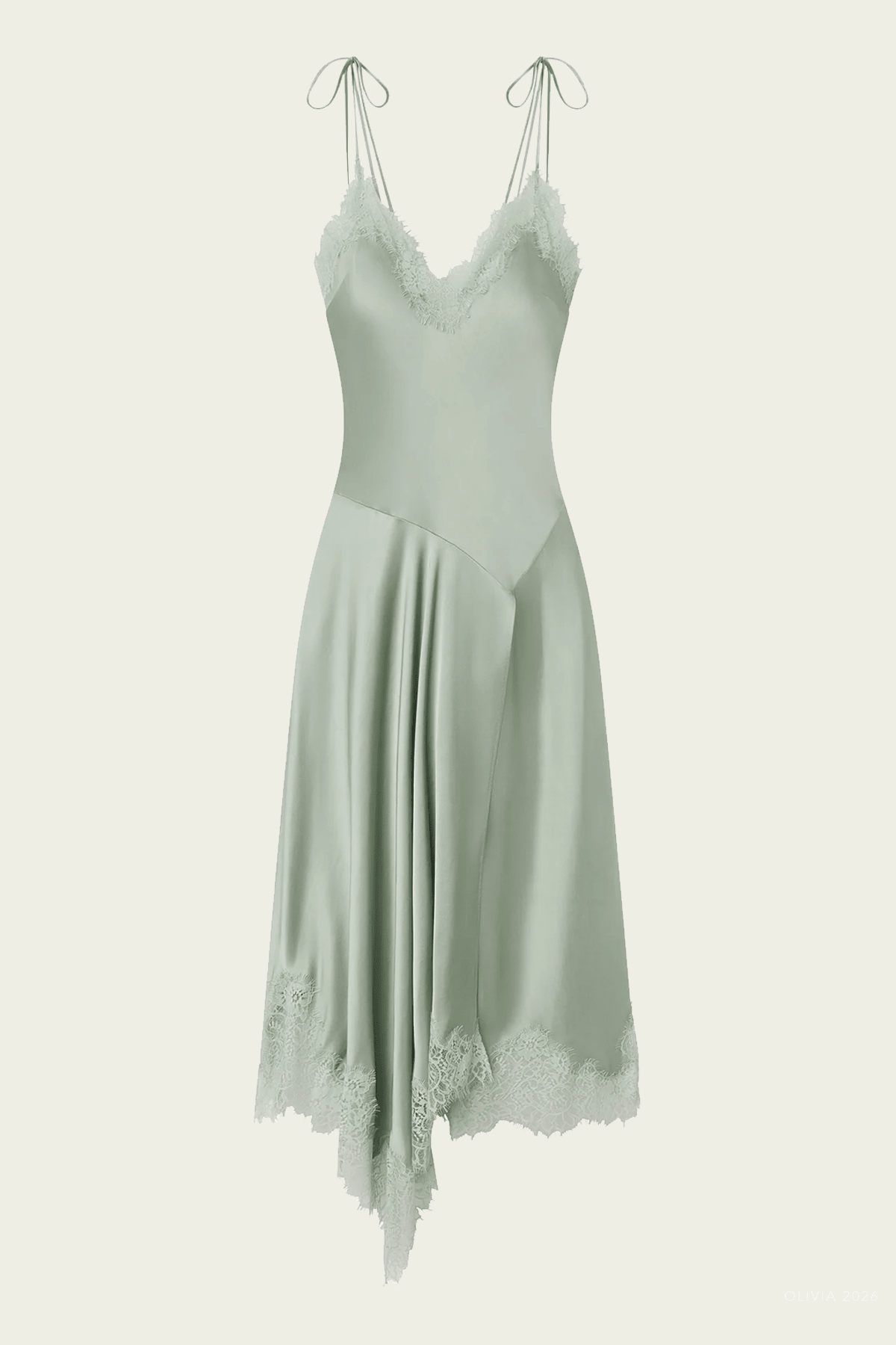 ALC Aleena Satin and Lace Midi Dress - Image 1