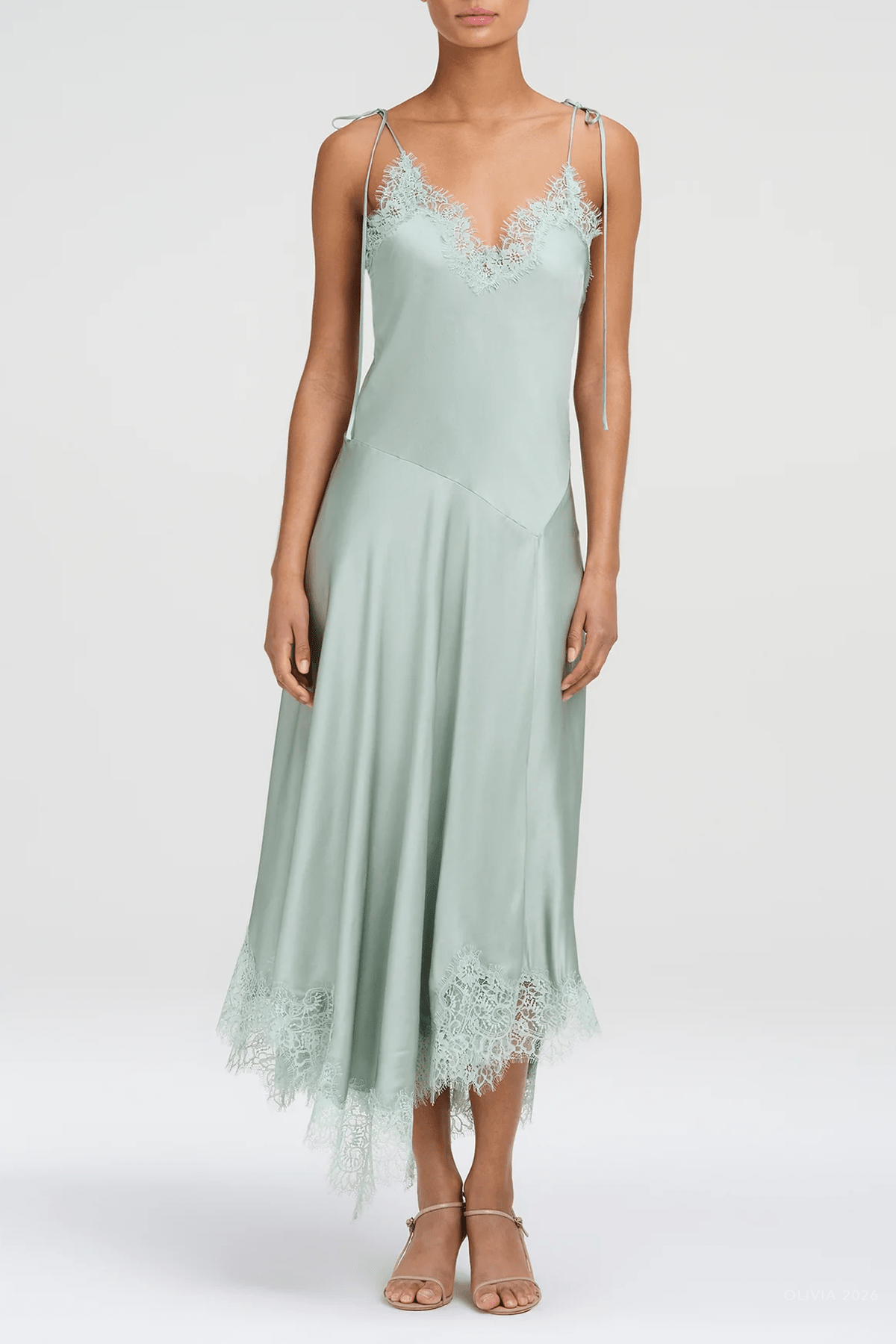 ALC Aleena Satin and Lace Midi Dress - Image 2