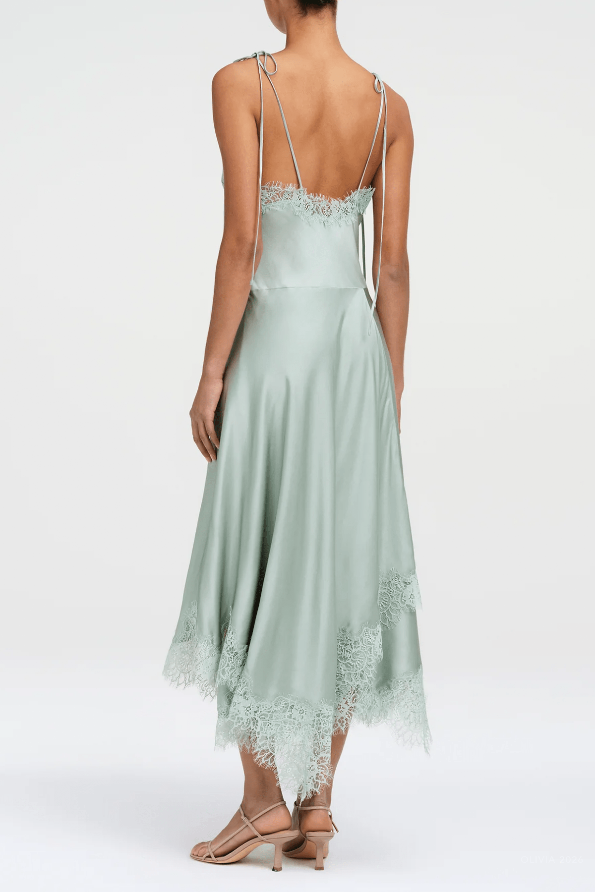 ALC Aleena Satin and Lace Midi Dress - Image 3