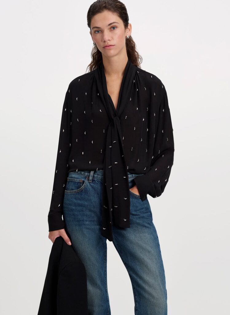 A.L.C. Vivi Embellished Silk Top - Image 1