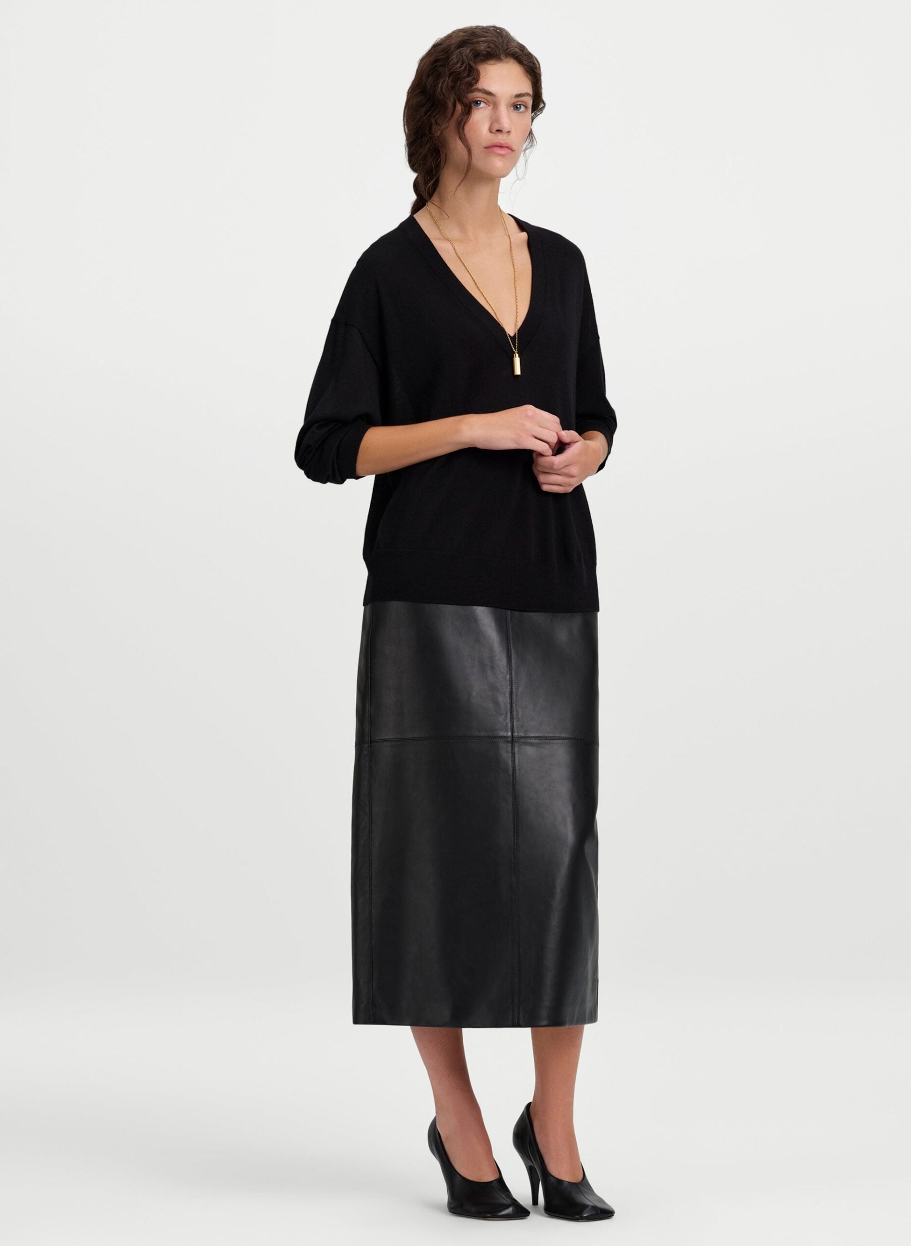 MNALC091026050957015_3 A.L.C. Nicole Fine Merino V Neck Sweater - Image 3