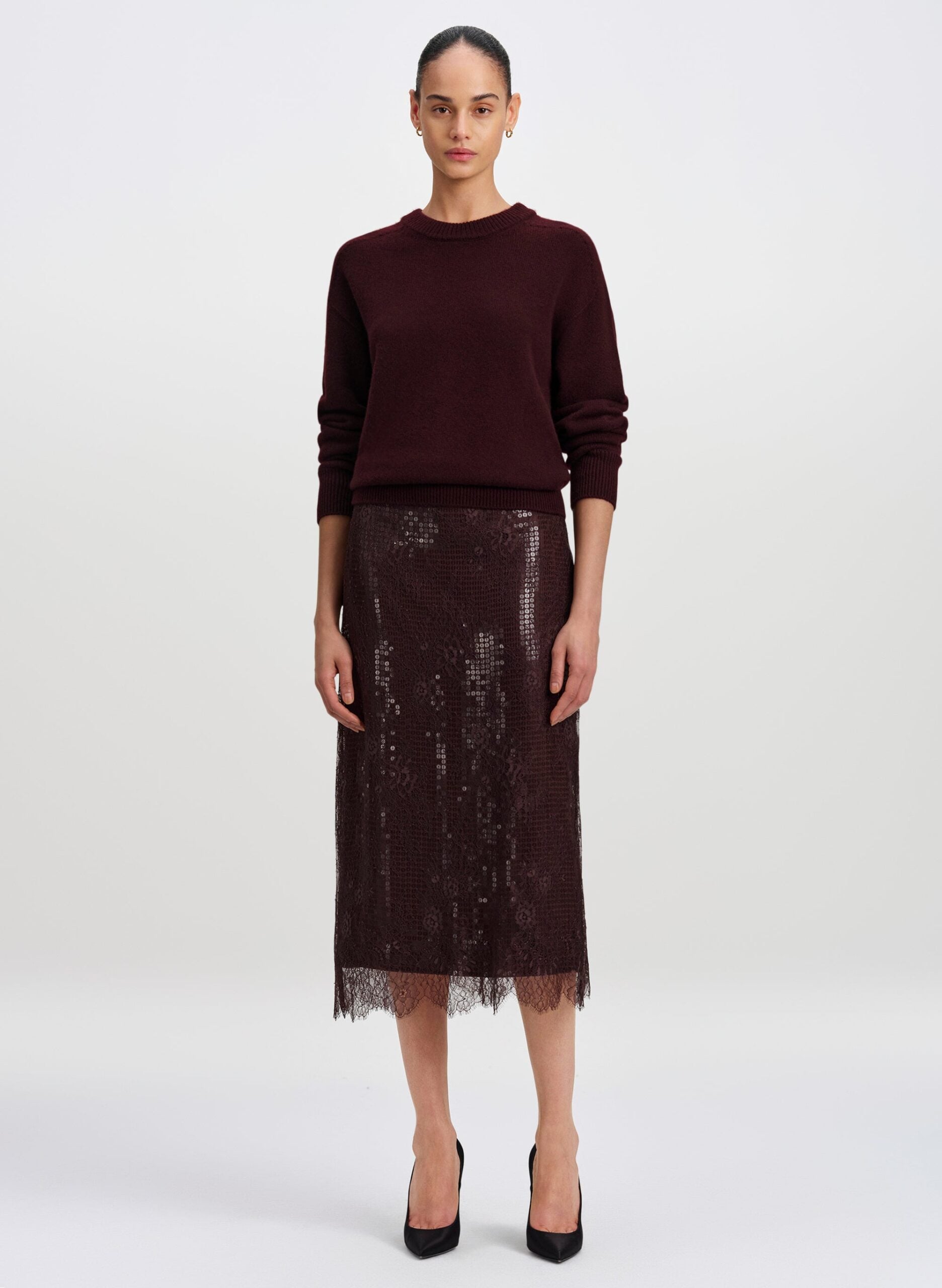 A.L.C. Ava Sequin and Lace Midi Skirt - Image 1