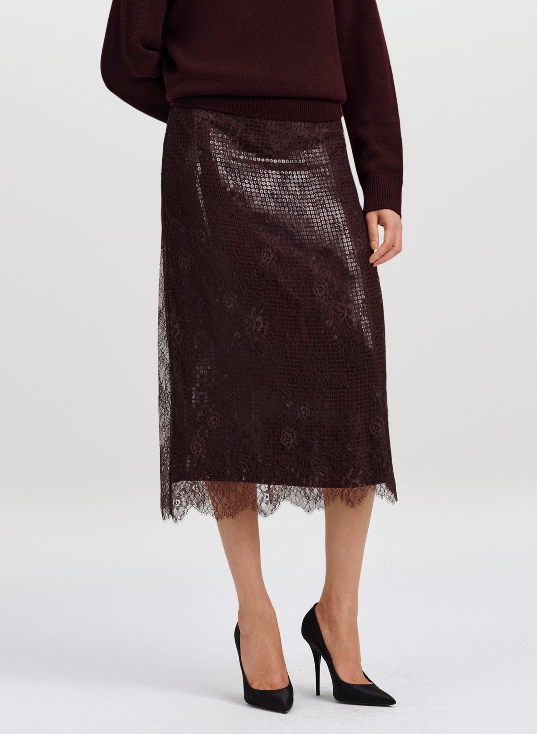 A.L.C. Ava Sequin and Lace Midi Skirt - Image 3