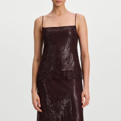 A.L.C. Ariana Sequin and Lace Camisole Top - Image 1