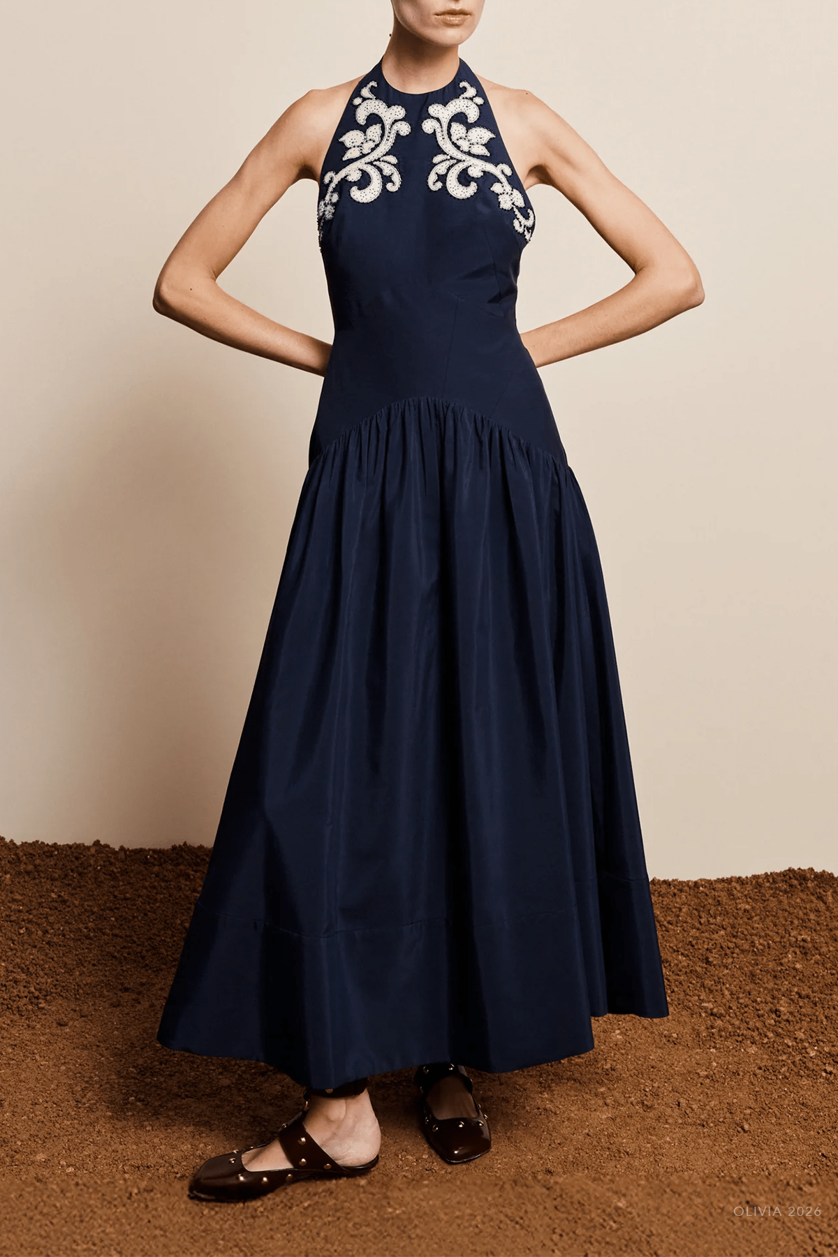 MNALEM041026051058430_2 Alemais Dillon Applique Halter Gown - Image 2