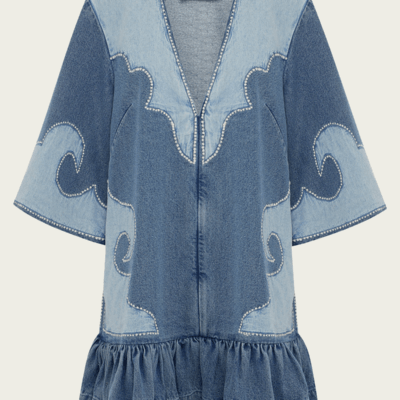 Alemais Jesse Denim Applique Mini Dress - Image 1