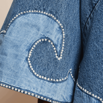Alemais Jesse Denim Applique Mini Dress - Image 2