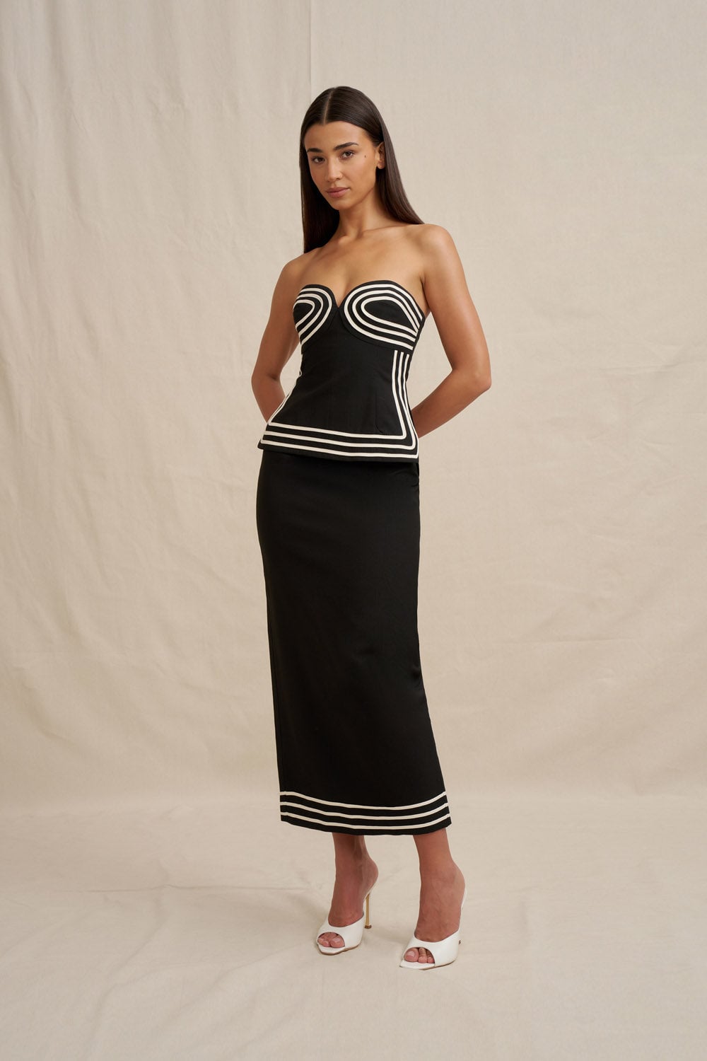 BY JOHNNY. Sloane Stripe Ankle Skirt - Image 1