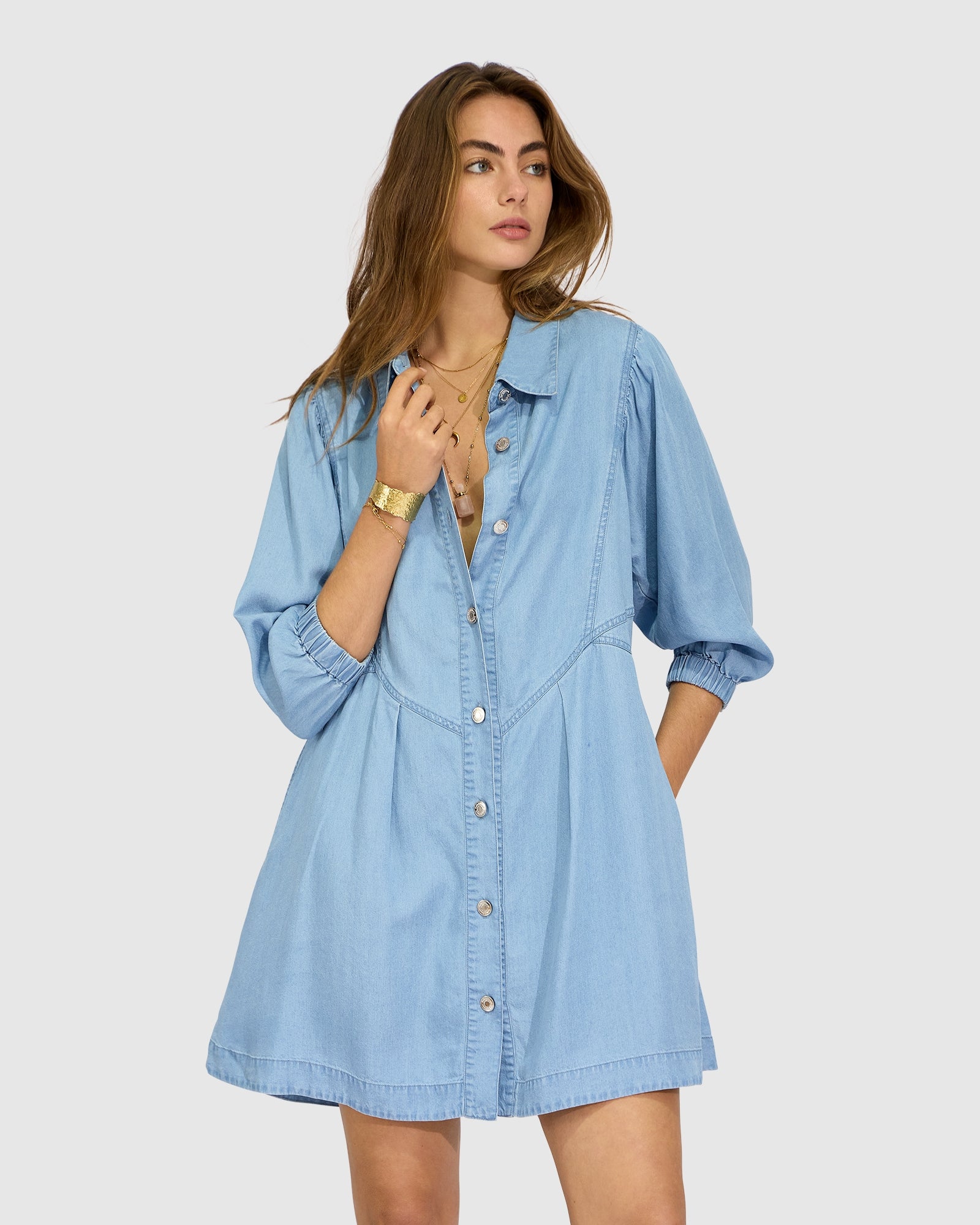 Belle & Bloom Supercut Denim Dress - Image 1