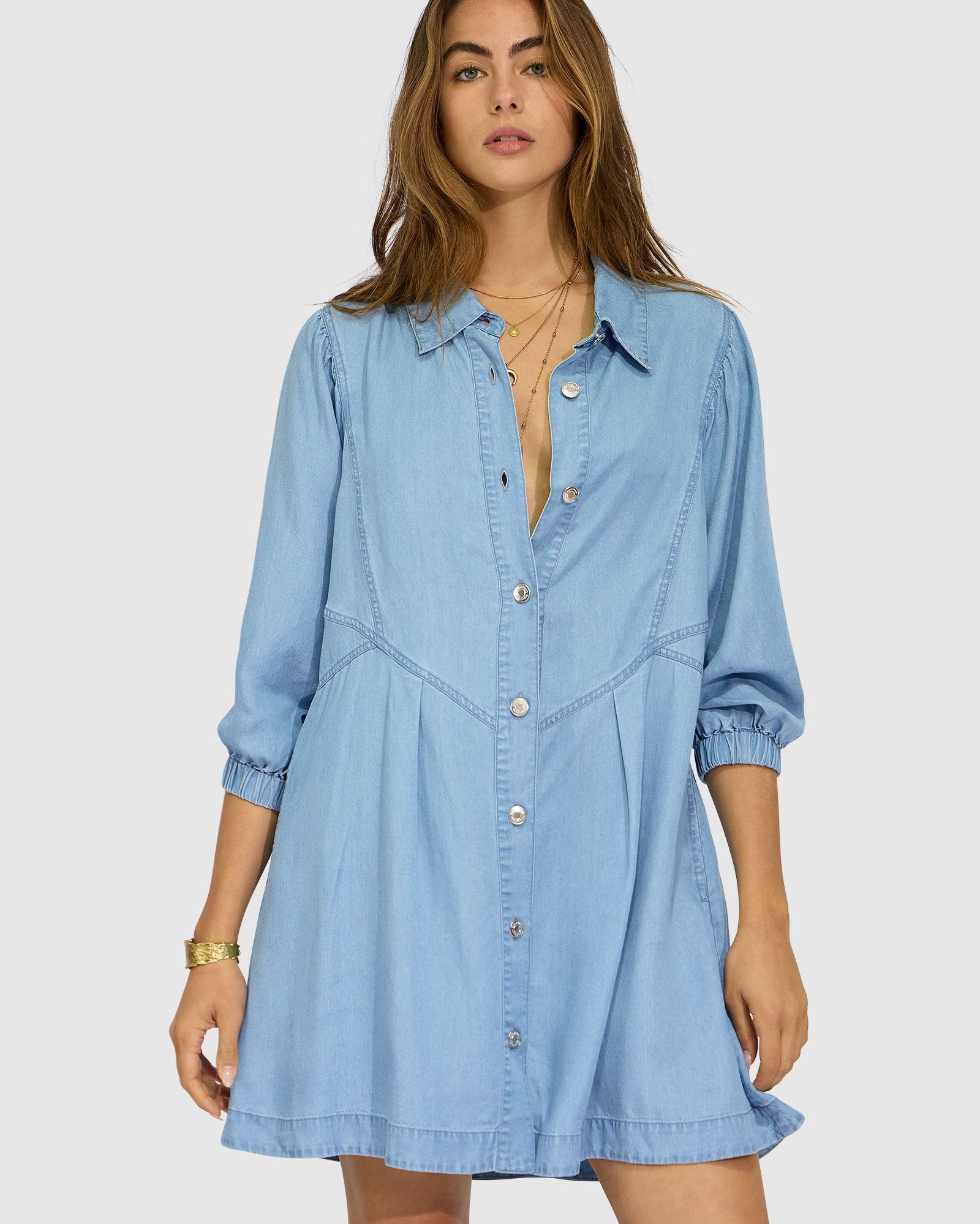MNBNB041026031959080_2 Belle & Bloom Supercut Denim Dress - Image 2