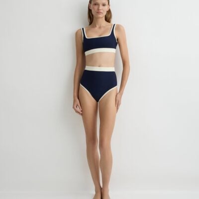 Bondi Born Hayden Bikini Top - Navy & Pearl (Sculpteur®) - Image 1