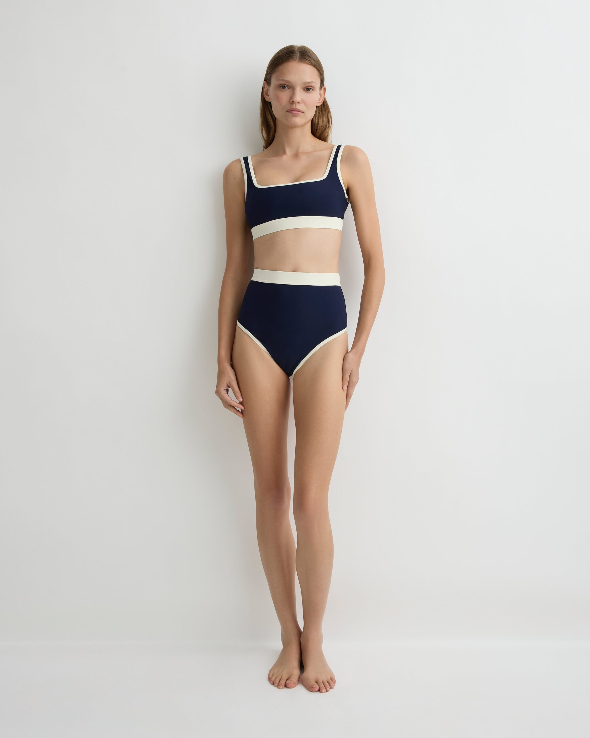 Bondi Born Hayden Bikini Top - Navy & Pearl (Sculpteur®) - Image 1