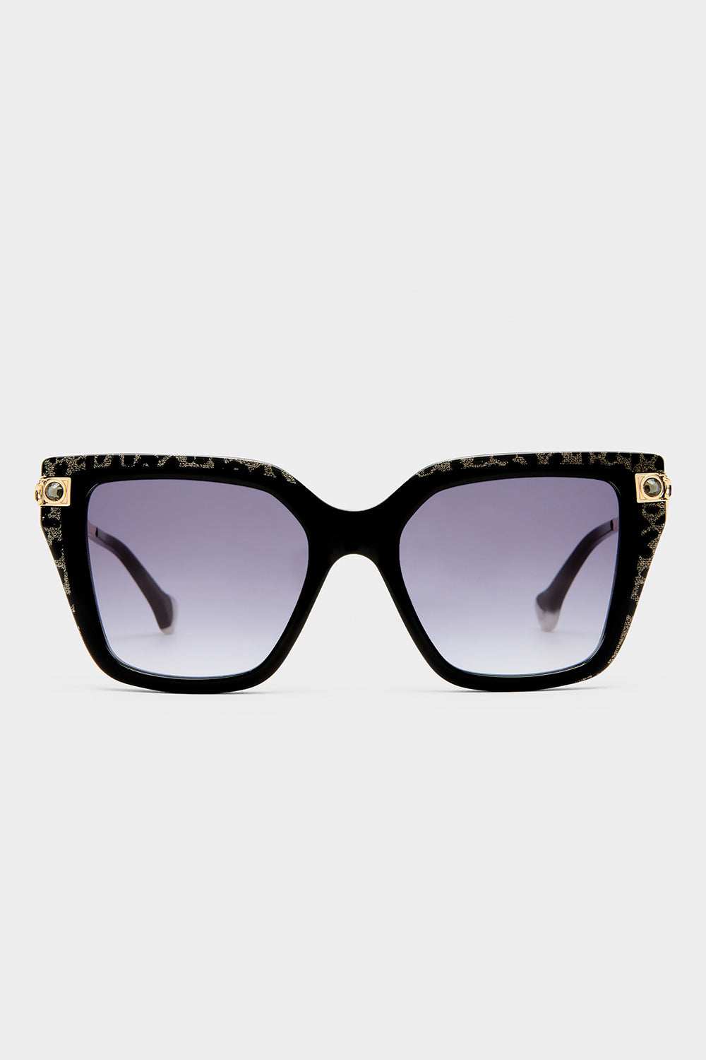 CAMILLA Here Comes Trouble Sunglasses Black / Gold Leopard Glitter - Image 1