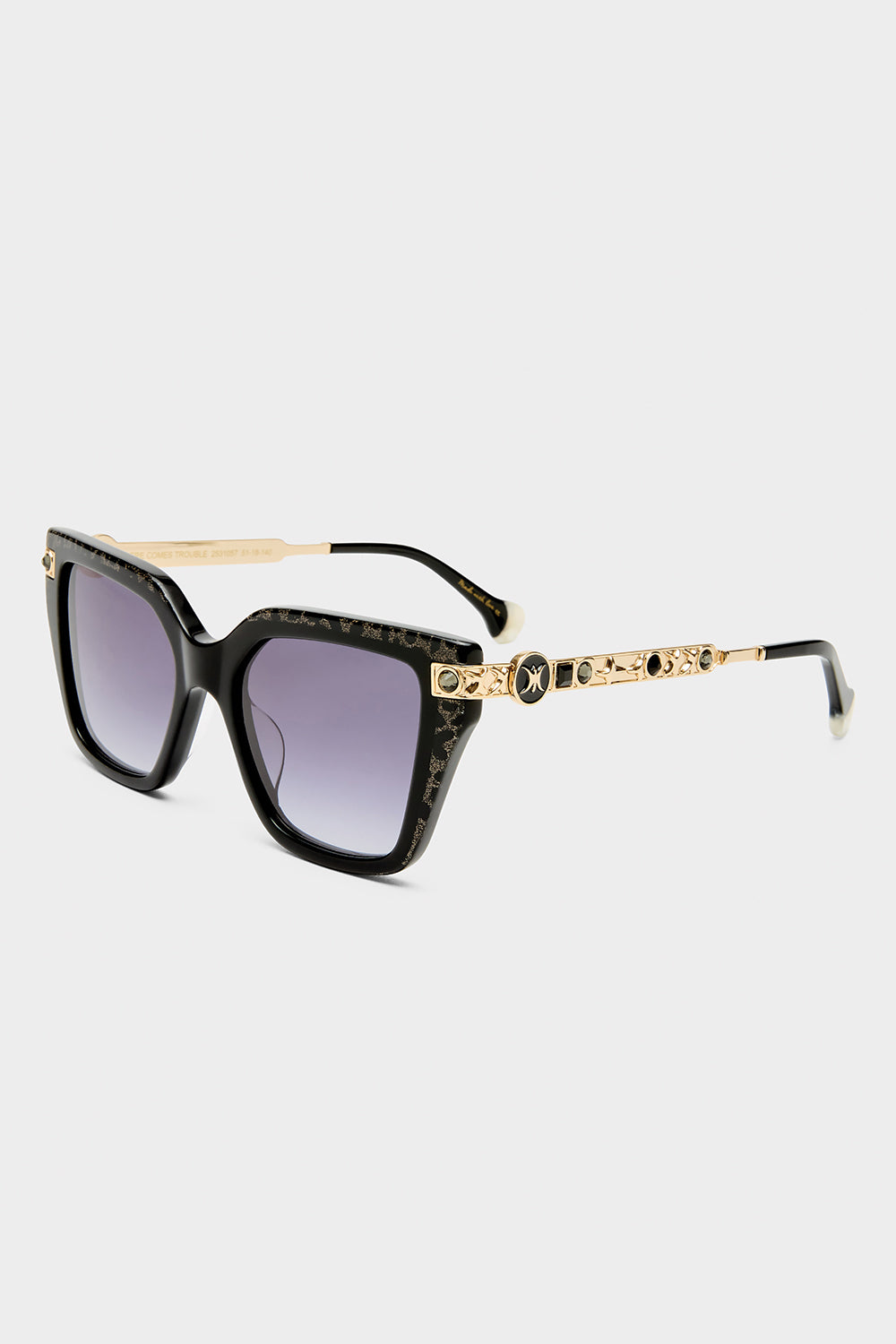 MNCAM131026140621005_2 CAMILLA Here Comes Trouble Sunglasses Black / Gold Leopard Glitter - Image 2