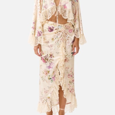 CAMILLA Wrap Tie Skirt With Ruffle Adorned - Image 1