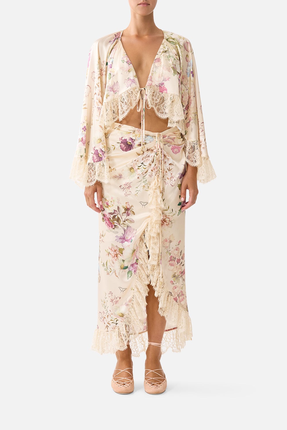 CAMILLA Wrap Tie Skirt With Ruffle Adorned - Image 1
